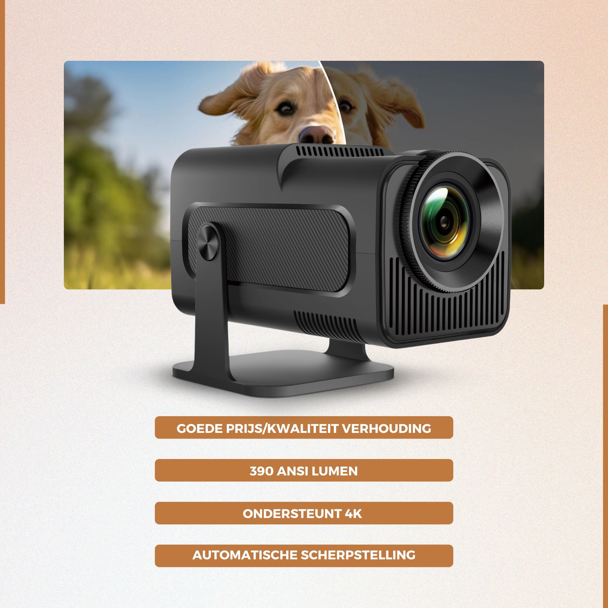 Homezie Beamer | 1080P | Inclusief HDMI kabel & Afstandsbediening | Scherm Spiegelen vanaf iPhone & Android | Keystone correctie | 4K support | Projector