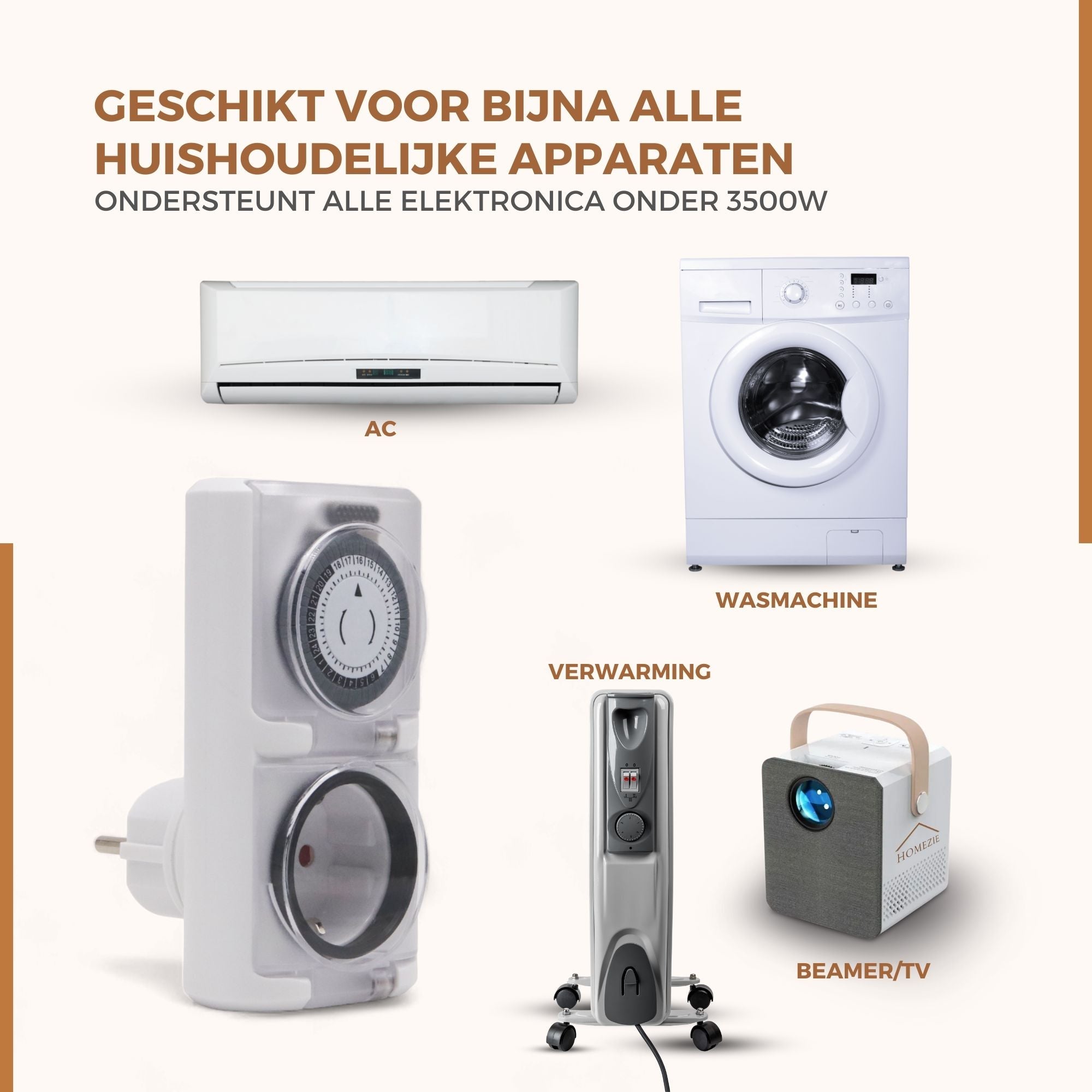 Homezie Tijdschakelaar | IP44 Waterdicht | Bespaar op je energierekening!