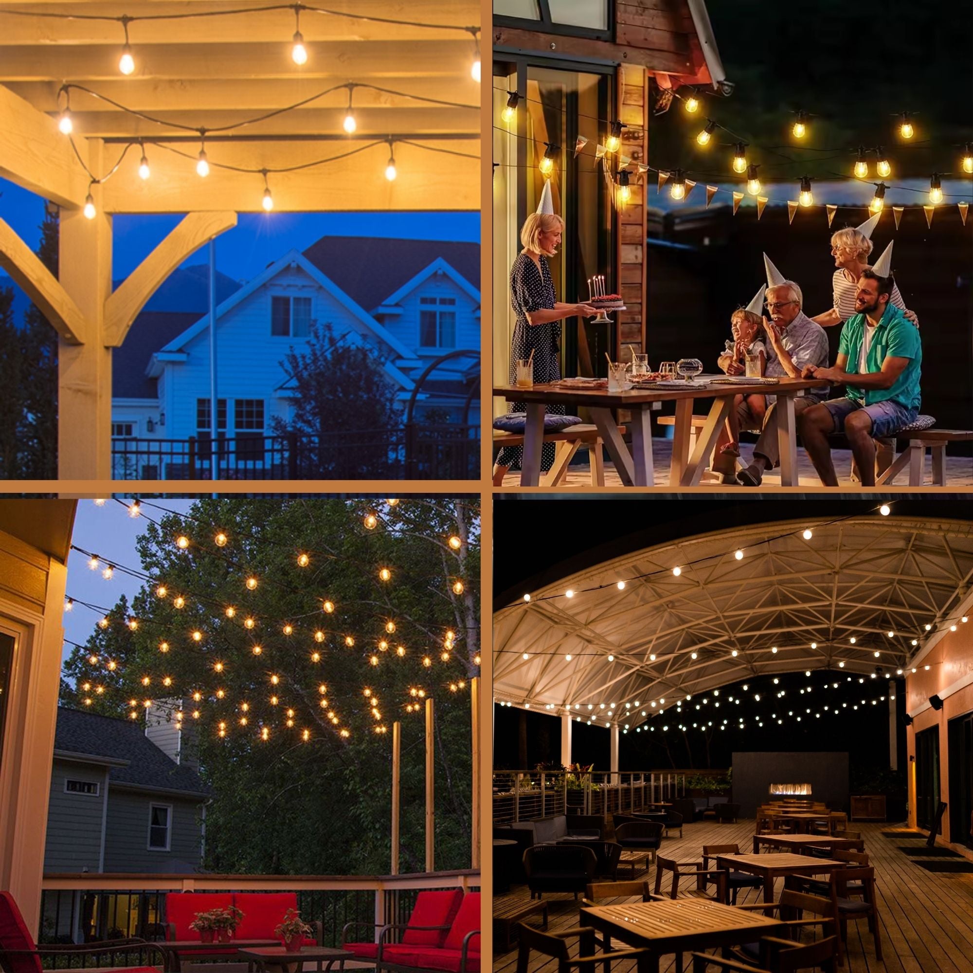 Homezie® Lichtsnoer | IP65 Waterdicht | Kunststof S14 LED lampen | Warm wit | Koppelbaar & Dimbaar | Meerdere lengtes verkrijgbaar