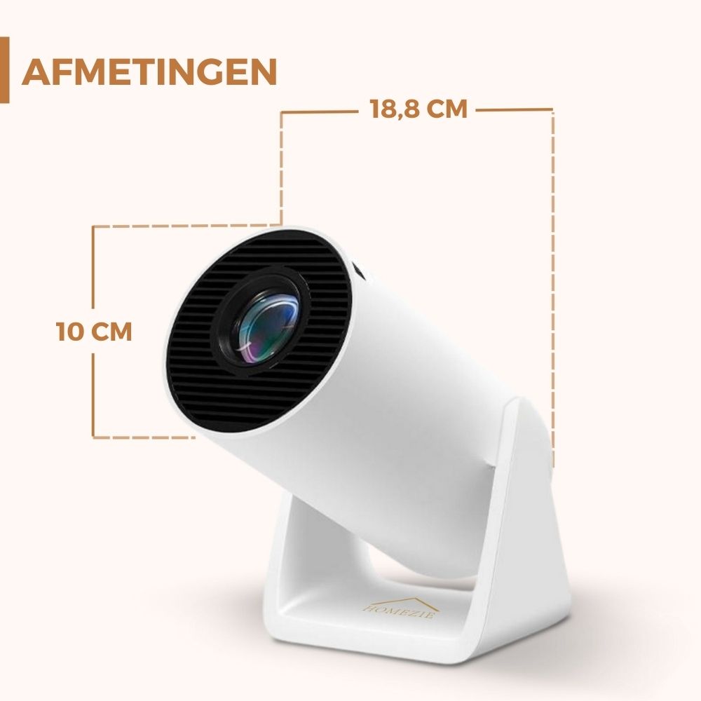 Homezie® Beamer | SPRING SALE | Gratis Lens cover & HDMI kabel | Streamen vanaf je iPhone of Android telefoon | WiFi, HDMI, Bluetooth | 4K support | Projector