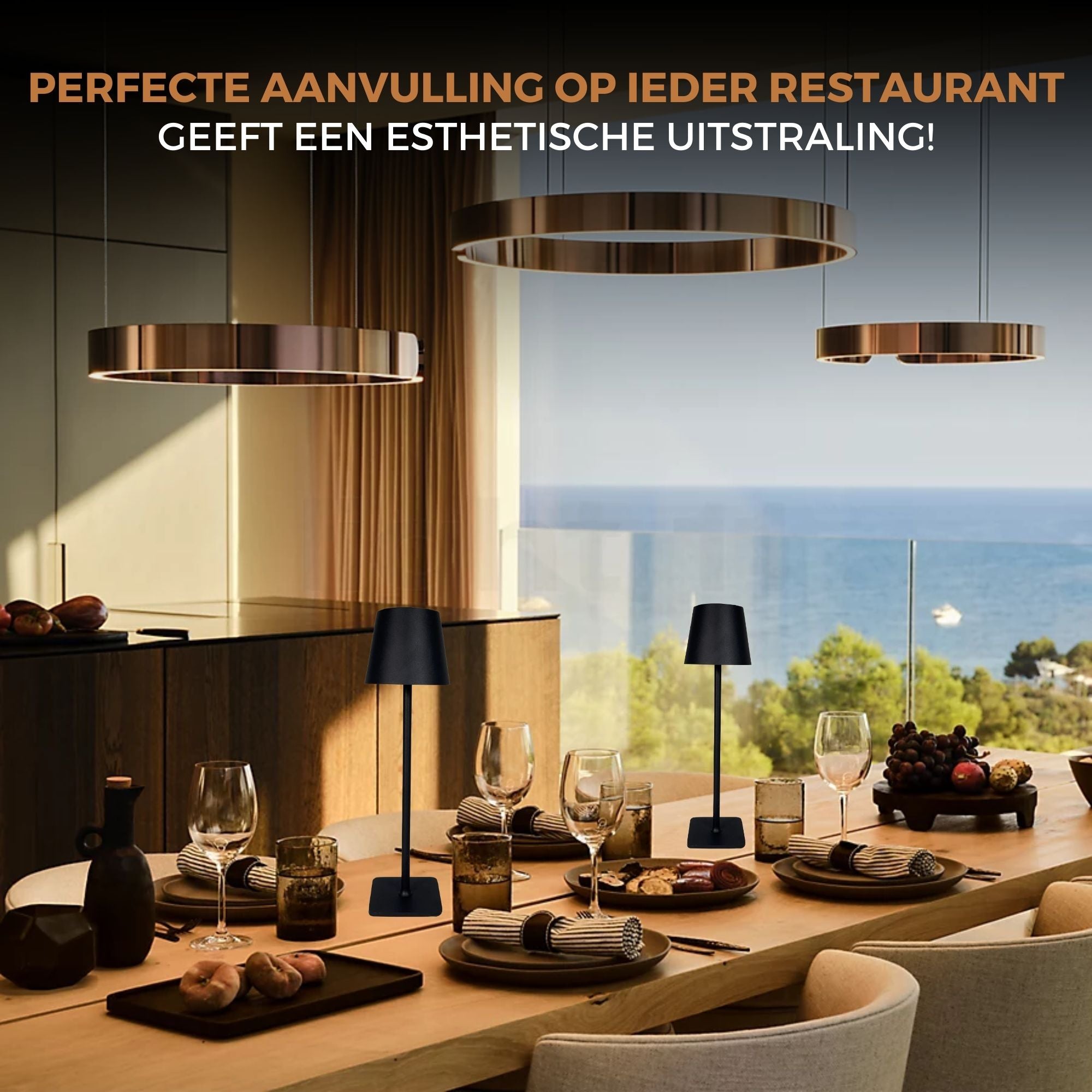 Homezie TouchLite | Draadloze Tafellamp | Verstelbare Helderheid | USB-C Oplaadbaar | Sfeerverlichting