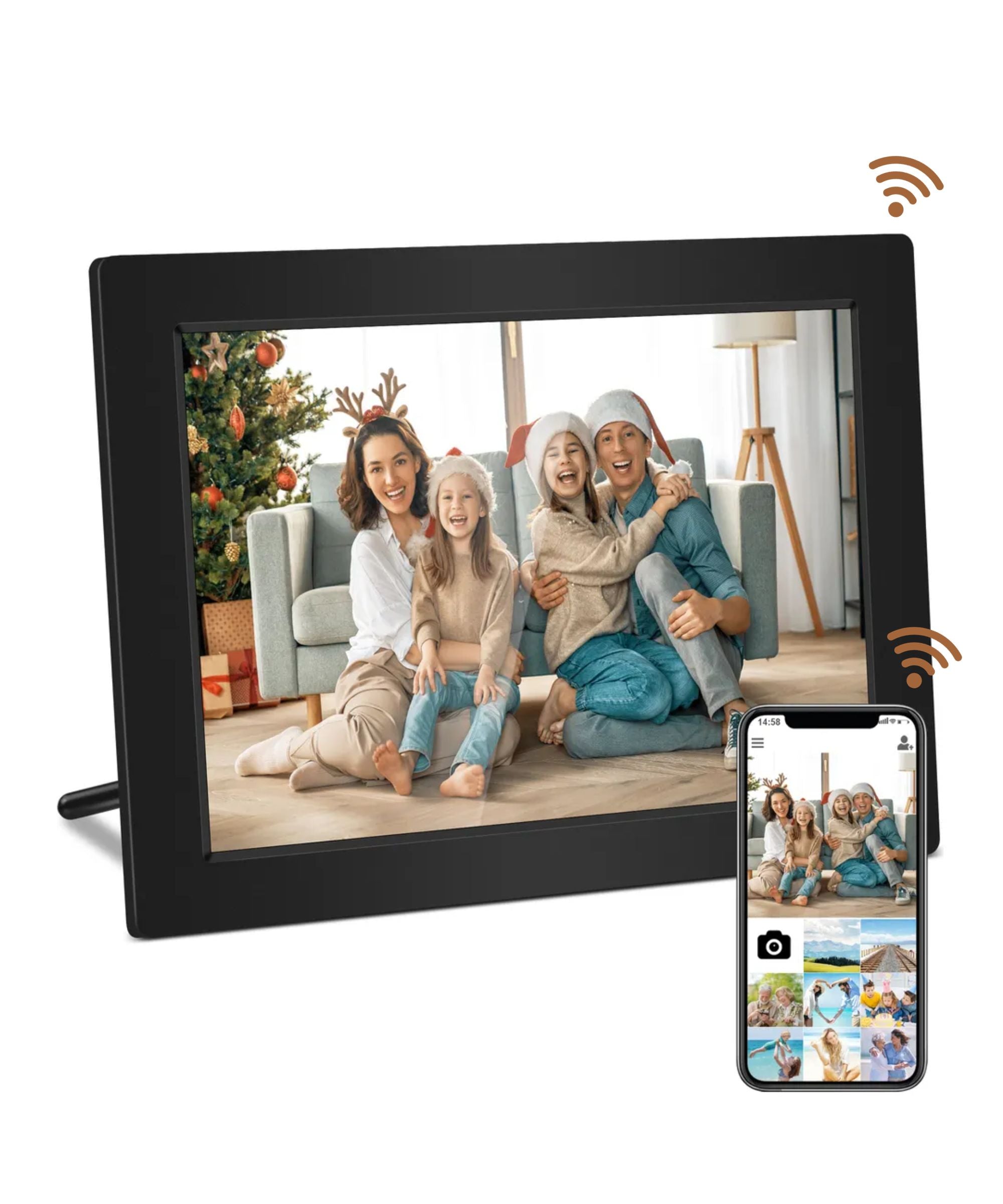 Homezie® Digitale fotolijst | EARLY SPRING SALE | Frameo app | Haarscherpe beelden | 10 inch Touchscreen scherm | Digitale fotolijst met WiFi