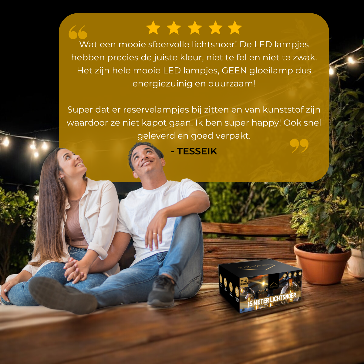 Homezie® Lichtsnoer op zonne-energie | Dimbaar | Met afstandsbediening | IP65 waterdicht | LED-lampen | Meerdere lengtes verkrijgbaar