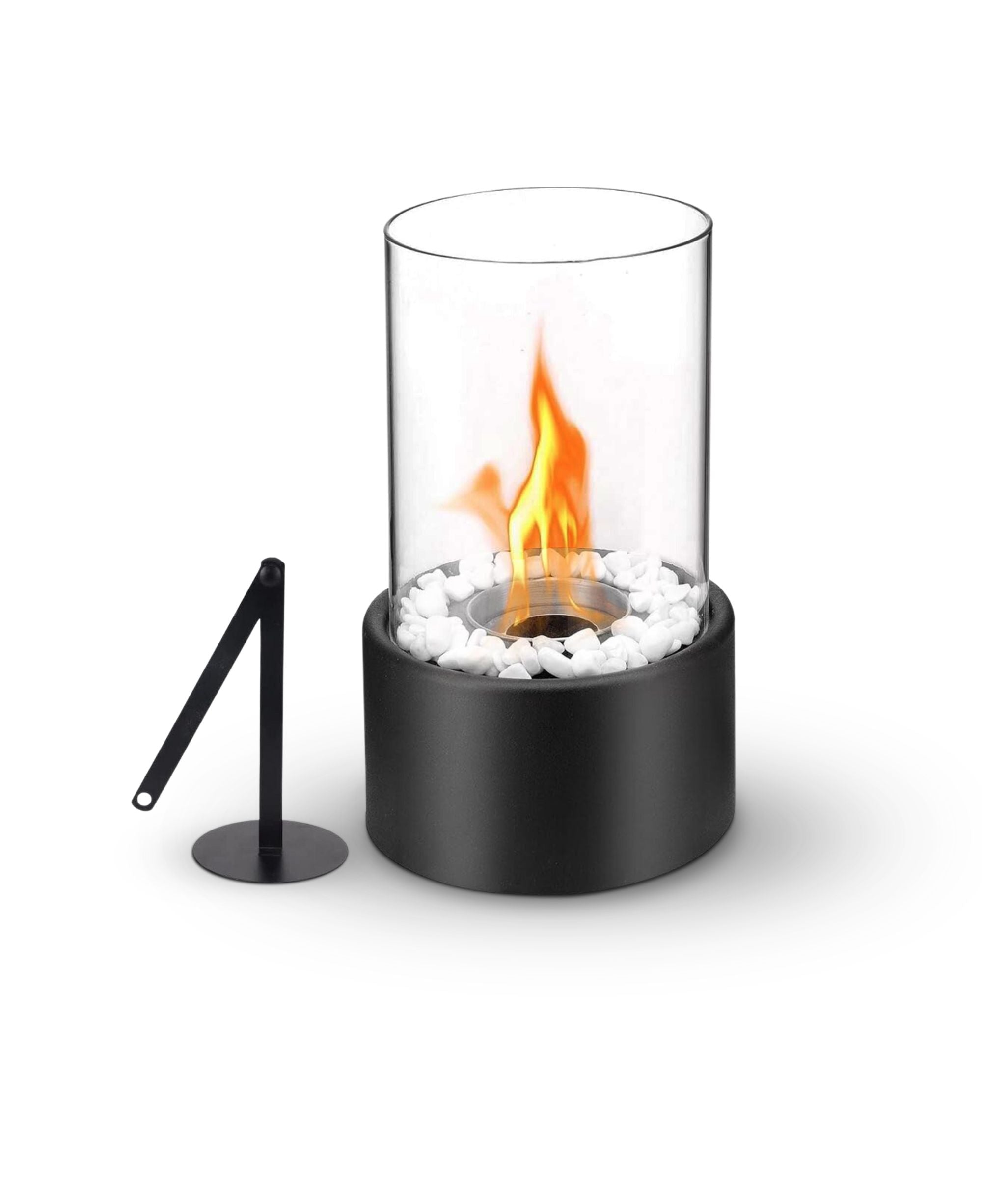 Homezie® Tafelhaard | Rond zwart | Voor binnen & buiten | Met vuurdover | Bio ethanol sfeerhaard
