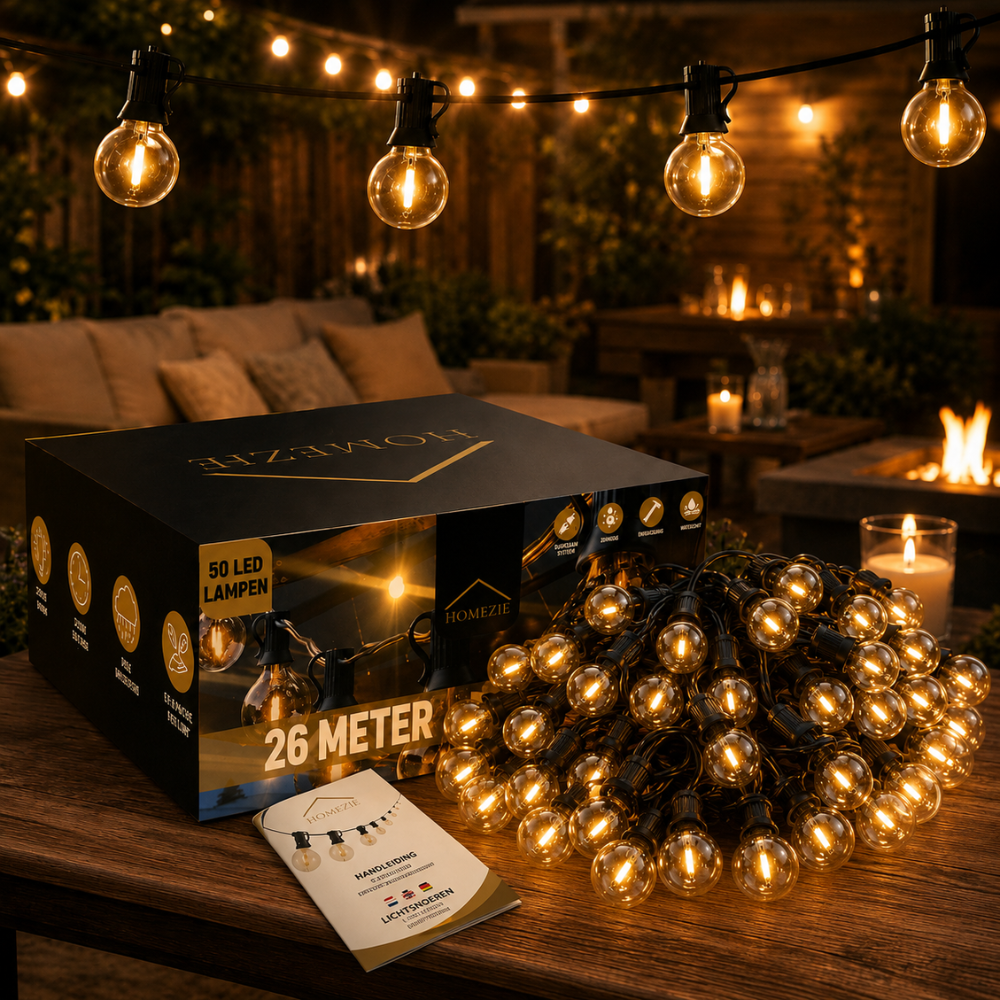 Homezie® Lichtsnoer | Dimbaar & Koppelbaar | IP44 Spatwaterdicht | Prikkabel Warm Wit | Verlichting | Meerdere lengtes verkrijgbaar