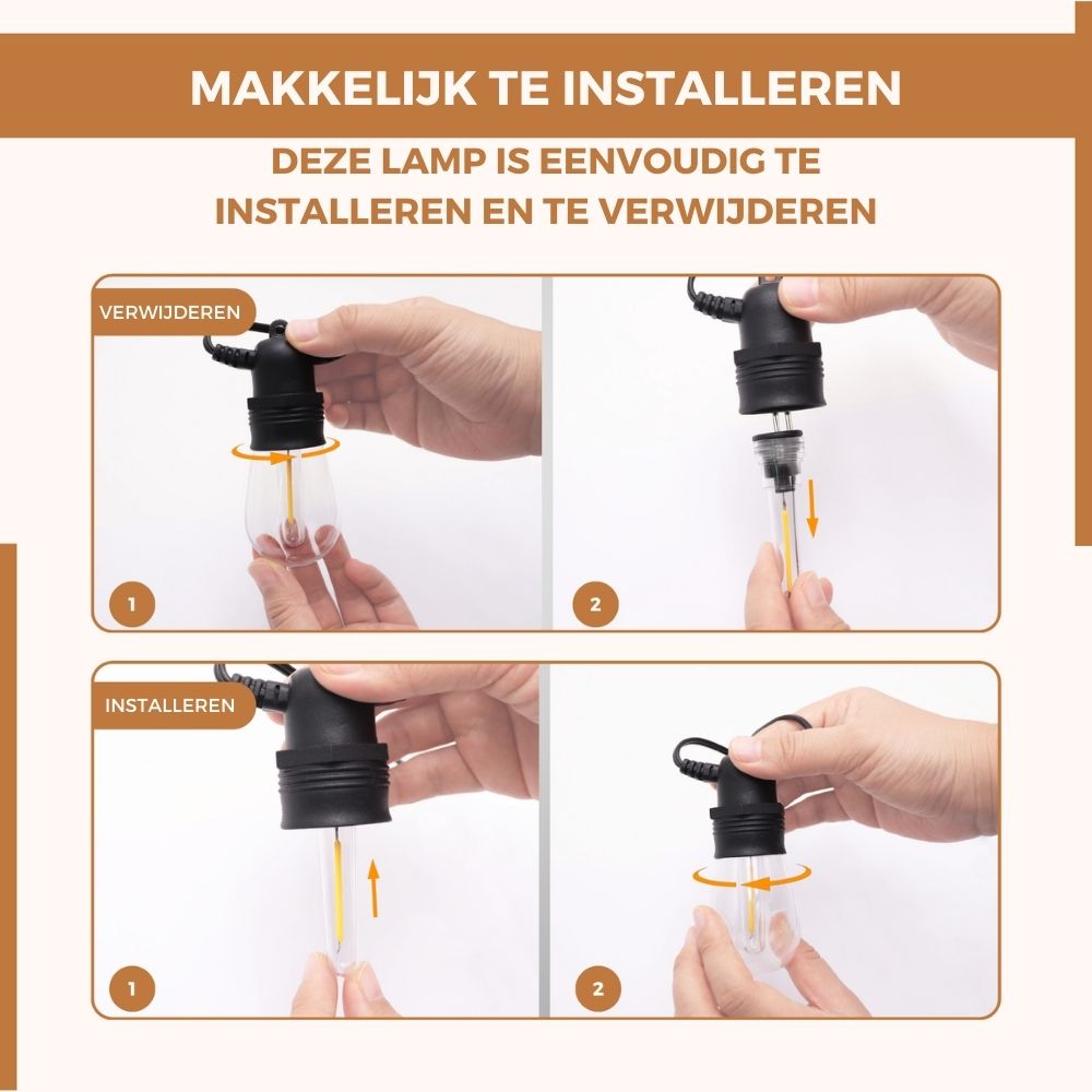Homezie 4 losse Reservelampen | 2-pin fitting | Weerbestendig | Onbreekbaar | Energie-efficiënt | 2700K