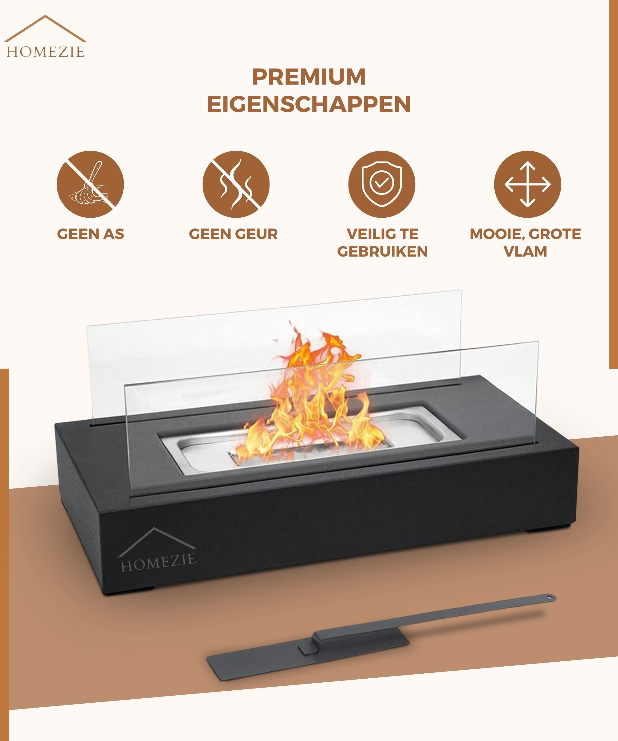 Homezie® Tafelhaard | EARLY SPRING SALE | Voor binnen & buiten | Sfeerhaard | Bio ethanol haard