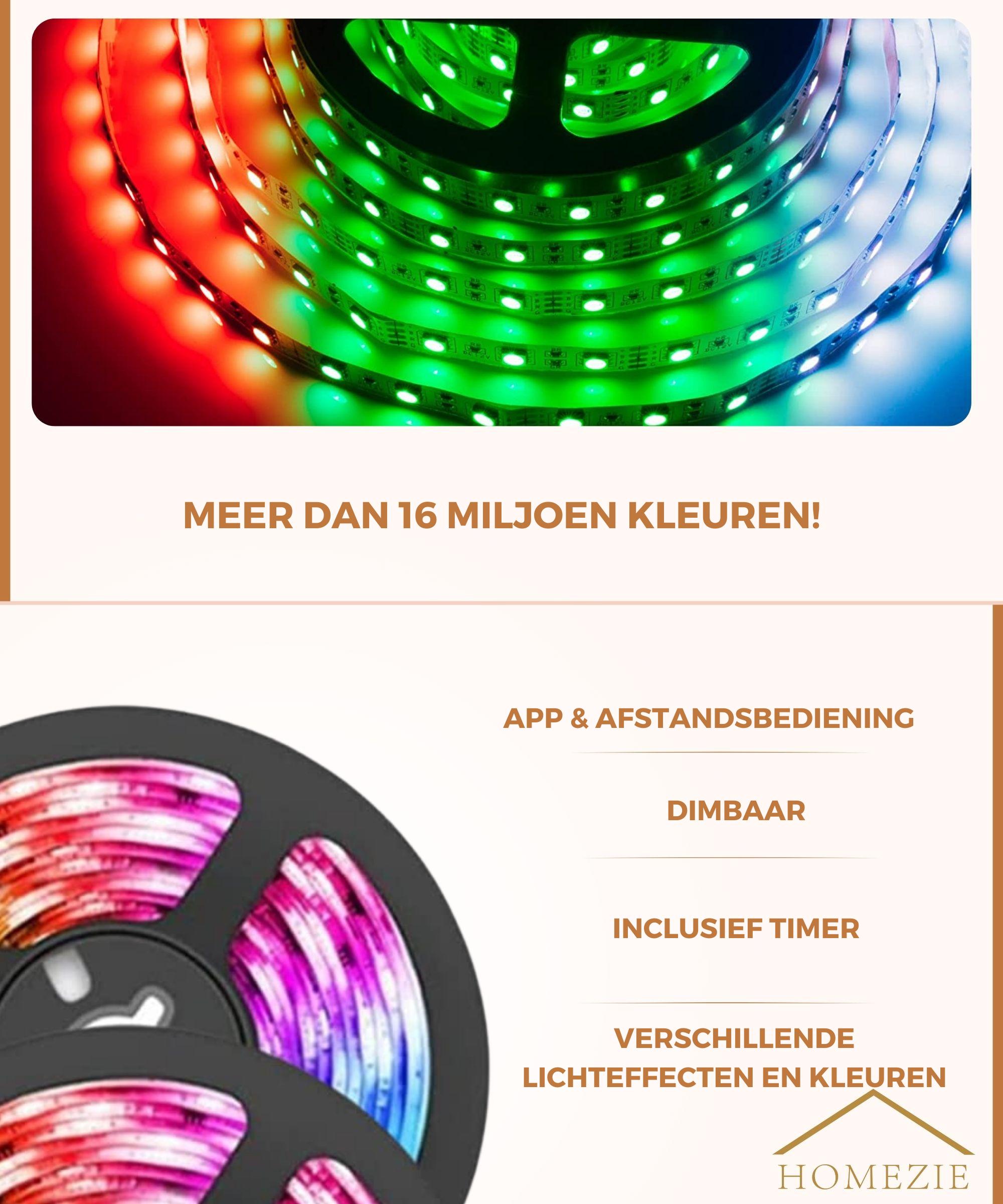 Homezie® Led strip | 40 meter | Met app en afstandsbediening | Led verlichting