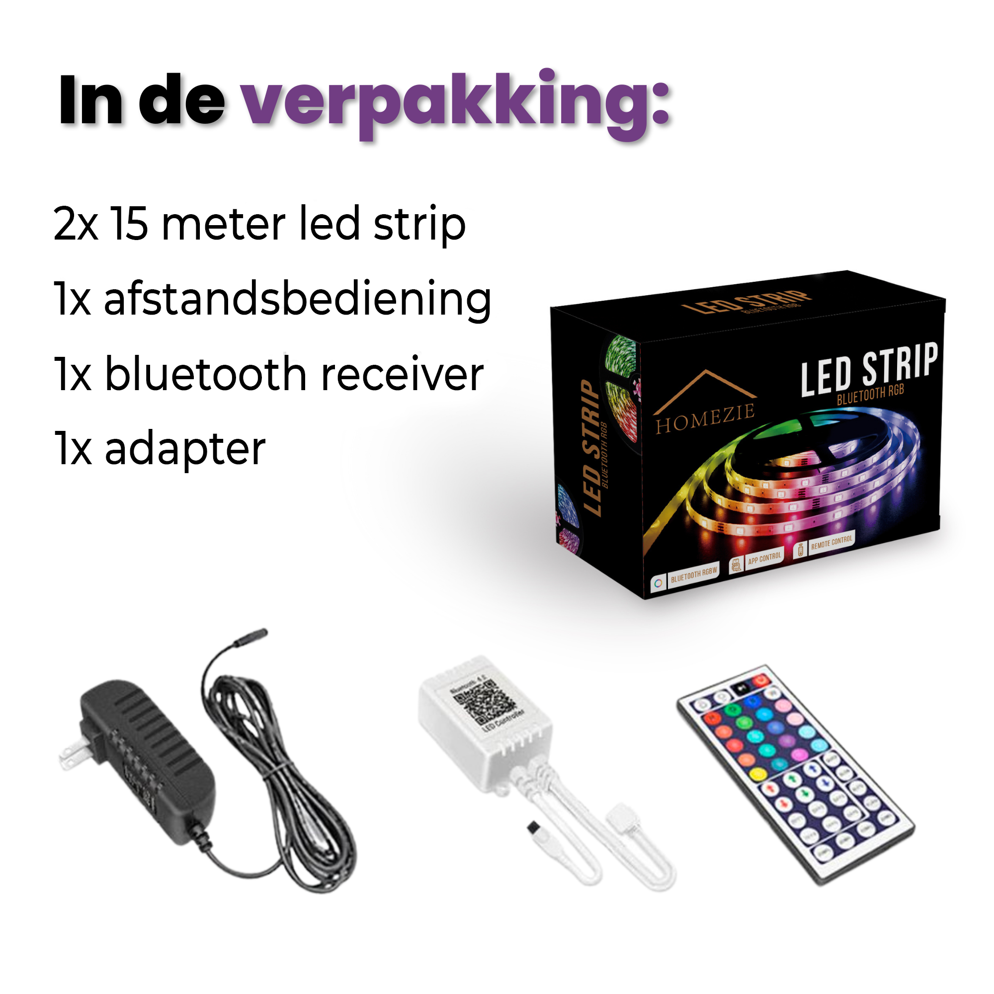 Homezie® Led strip | 30 meter | Met app en afstandsbediening | Led verlichting