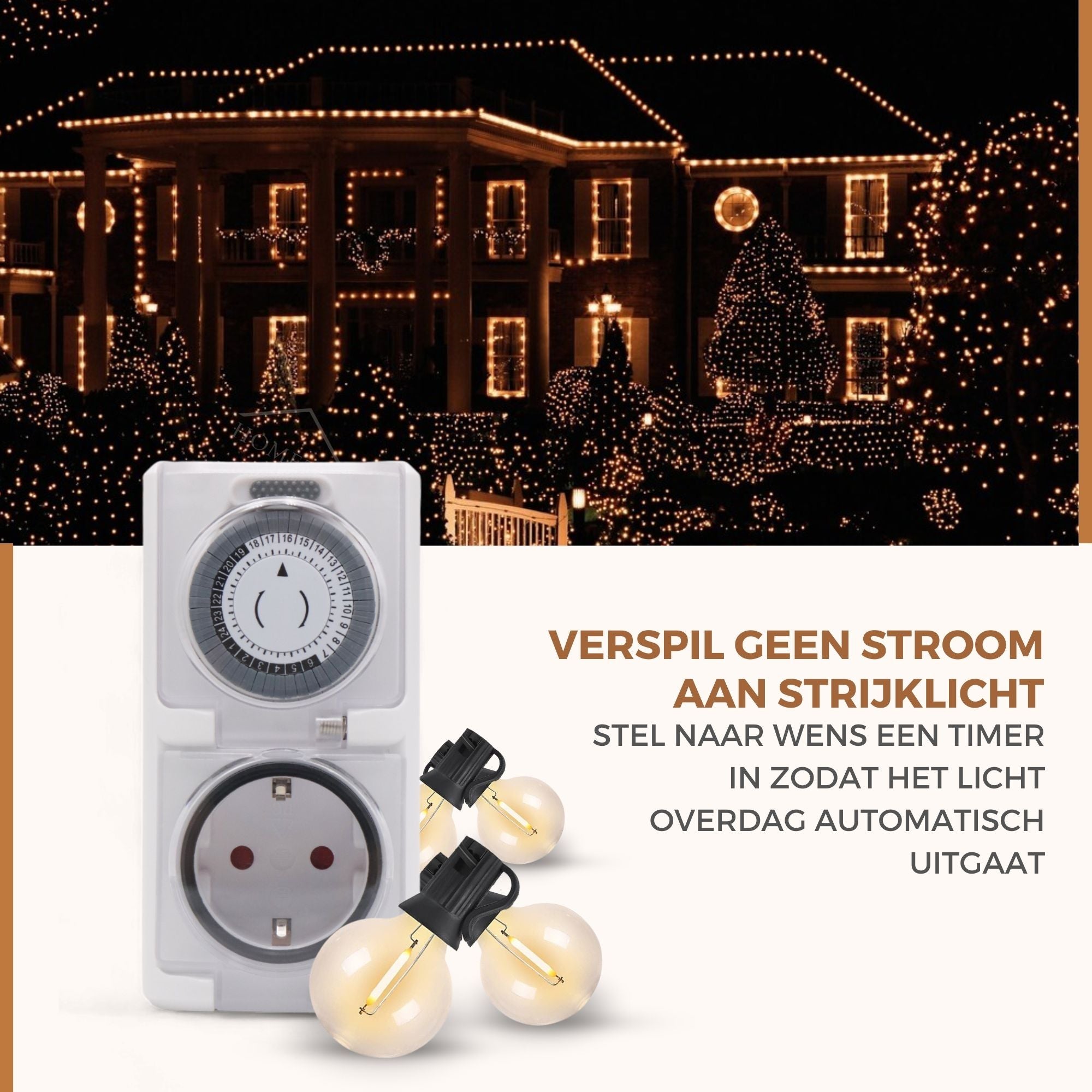 Homezie Tijdschakelaar | IP44 Waterdicht | Bespaar op je energierekening!