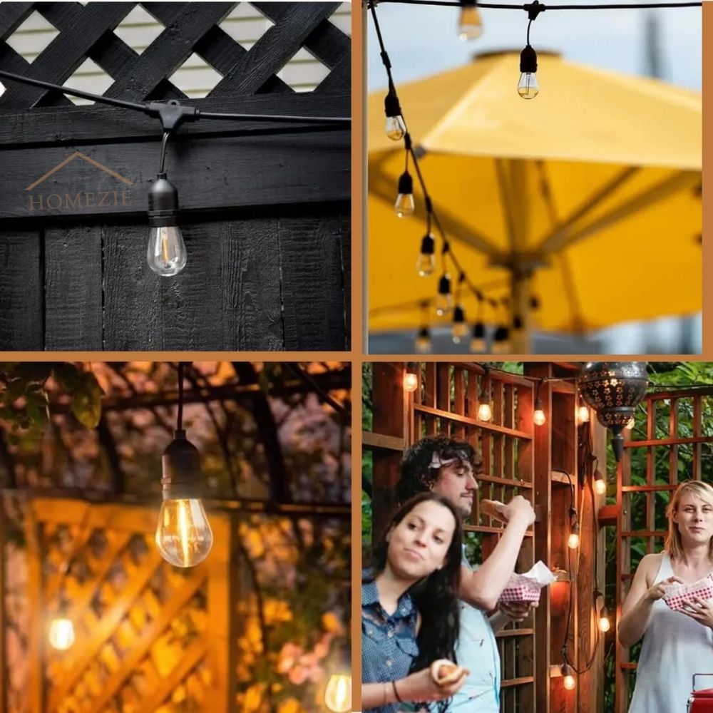 Homezie S14 Reservelampen | 4 stuks | Voor Homezie Lichtsnoer op zonne-energie | Weerbestendig | Onbreekbaar | 2700K