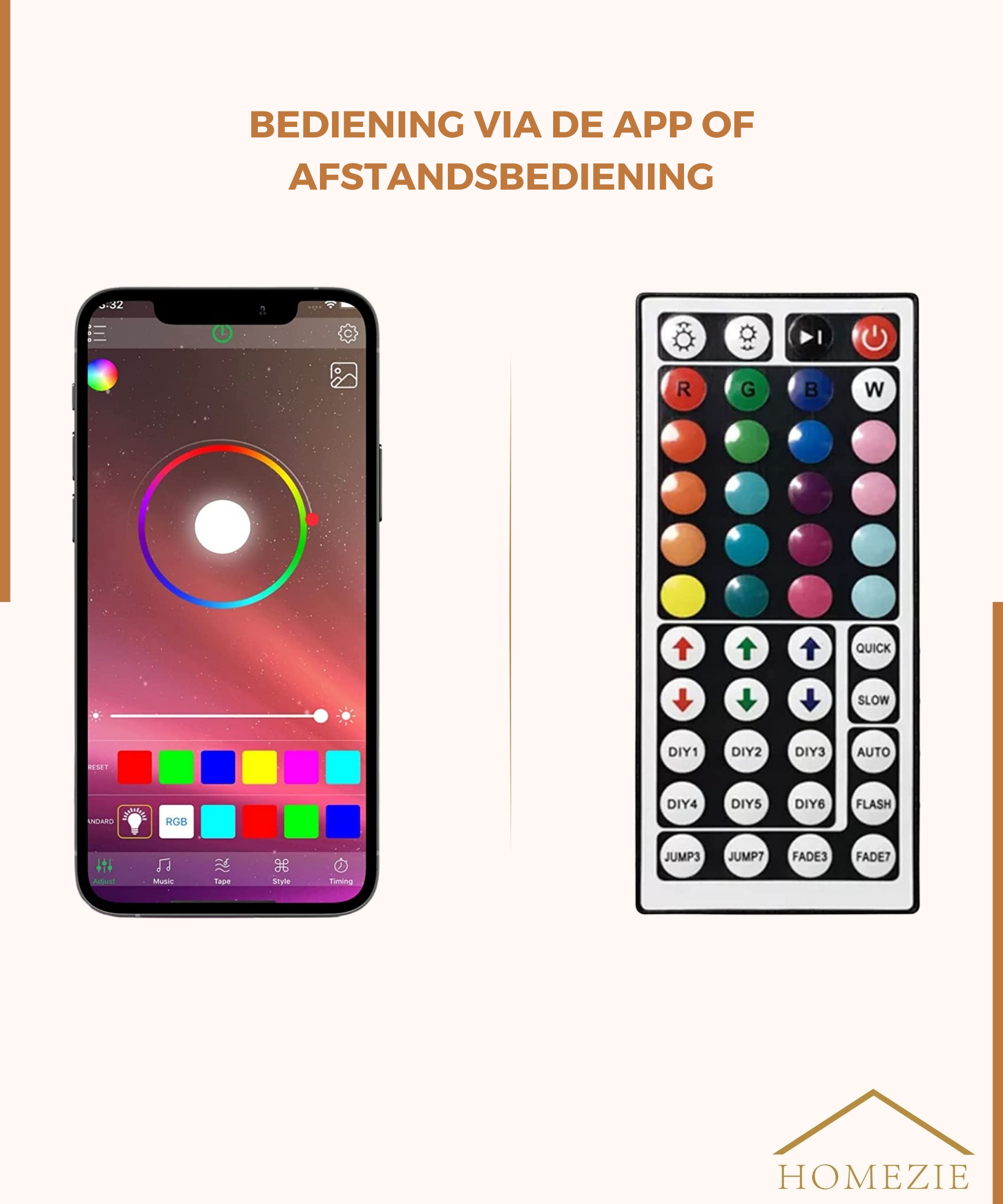 Homezie® Led strip | 40 meter | Met app en afstandsbediening | Led verlichting
