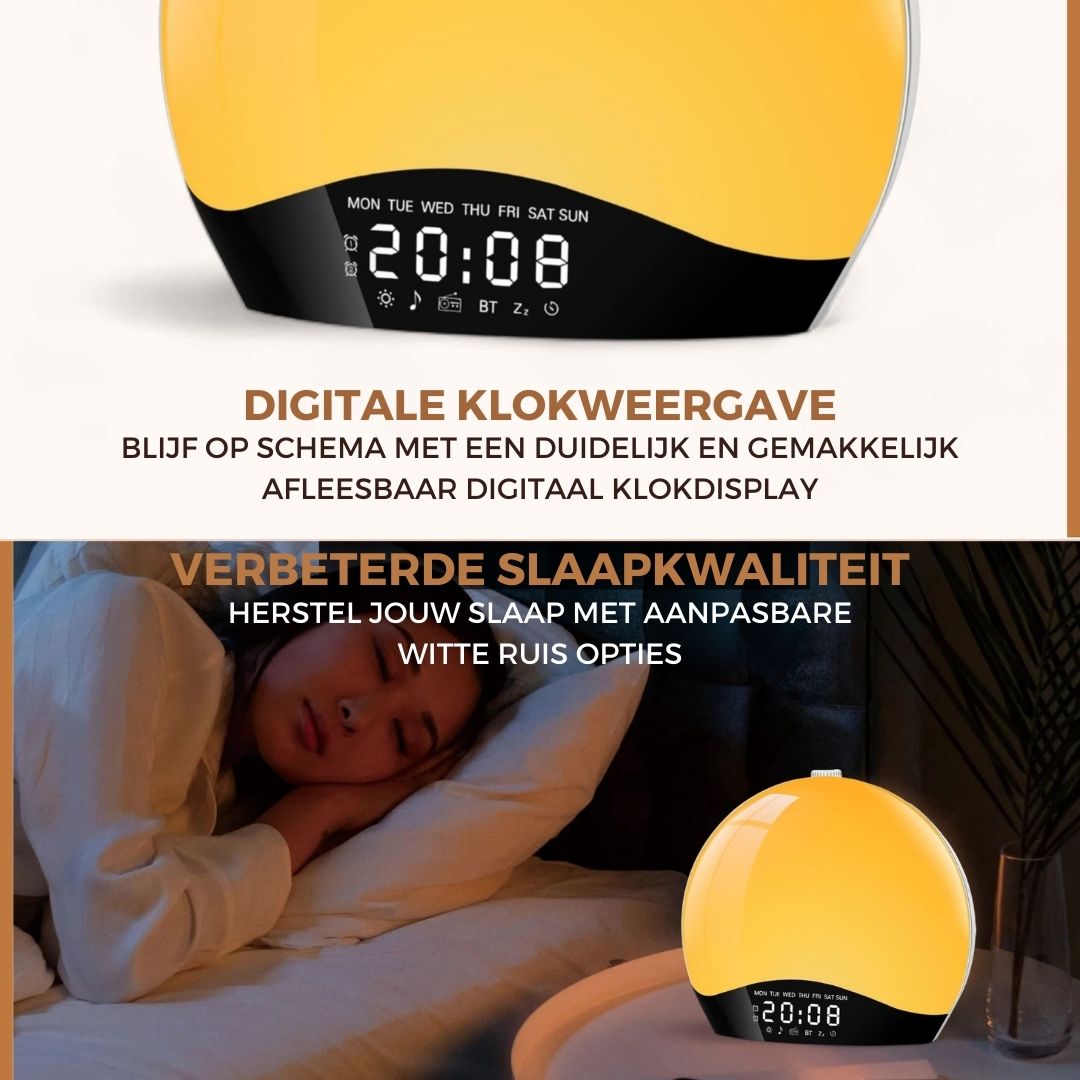 Homezie Wake up light | White noise machine | Slaaptrainer | Wekker