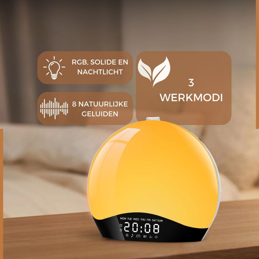 Homezie Wake up light | White noise machine | Slaaptrainer | Wekker