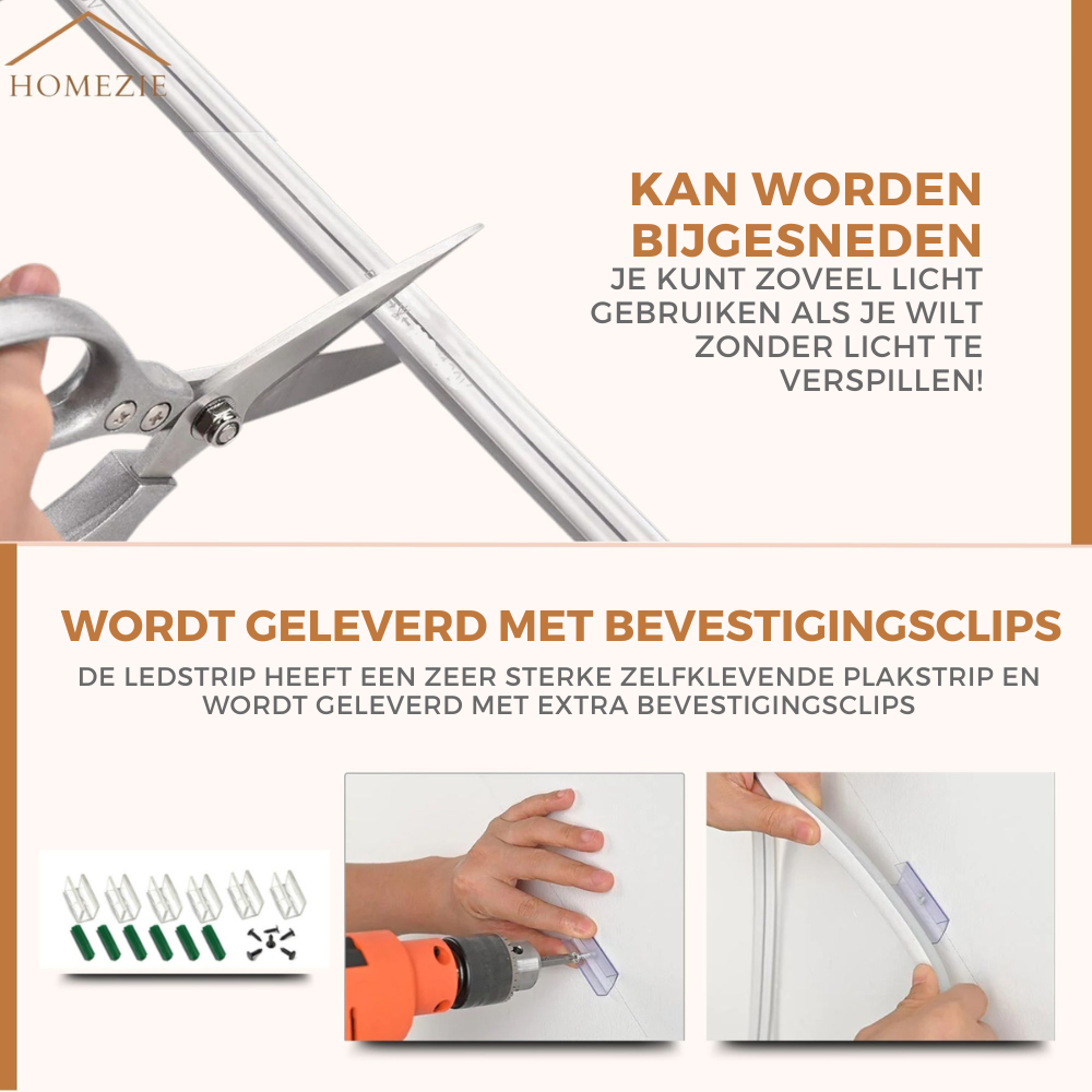 Homezie® LED Strip - Neon RGB - 3 meter - IP67 Waterproof - Bluetooth App control & Afstandsbediening