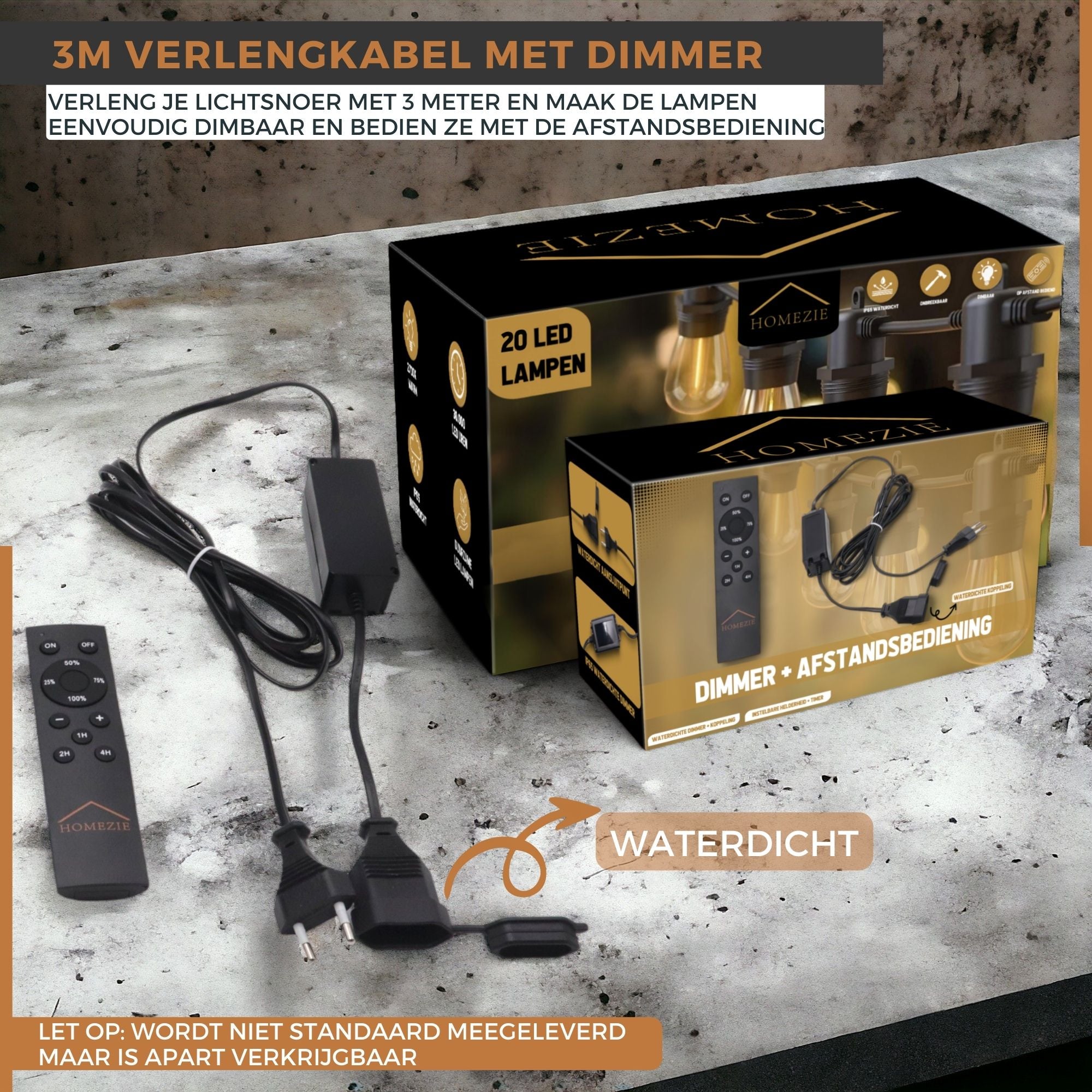 Homezie® Lichtsnoer | IP65 Waterdicht | Kunststof S14 LED lampen | Warm wit | Koppelbaar & Dimbaar | Meerdere lengtes verkrijgbaar