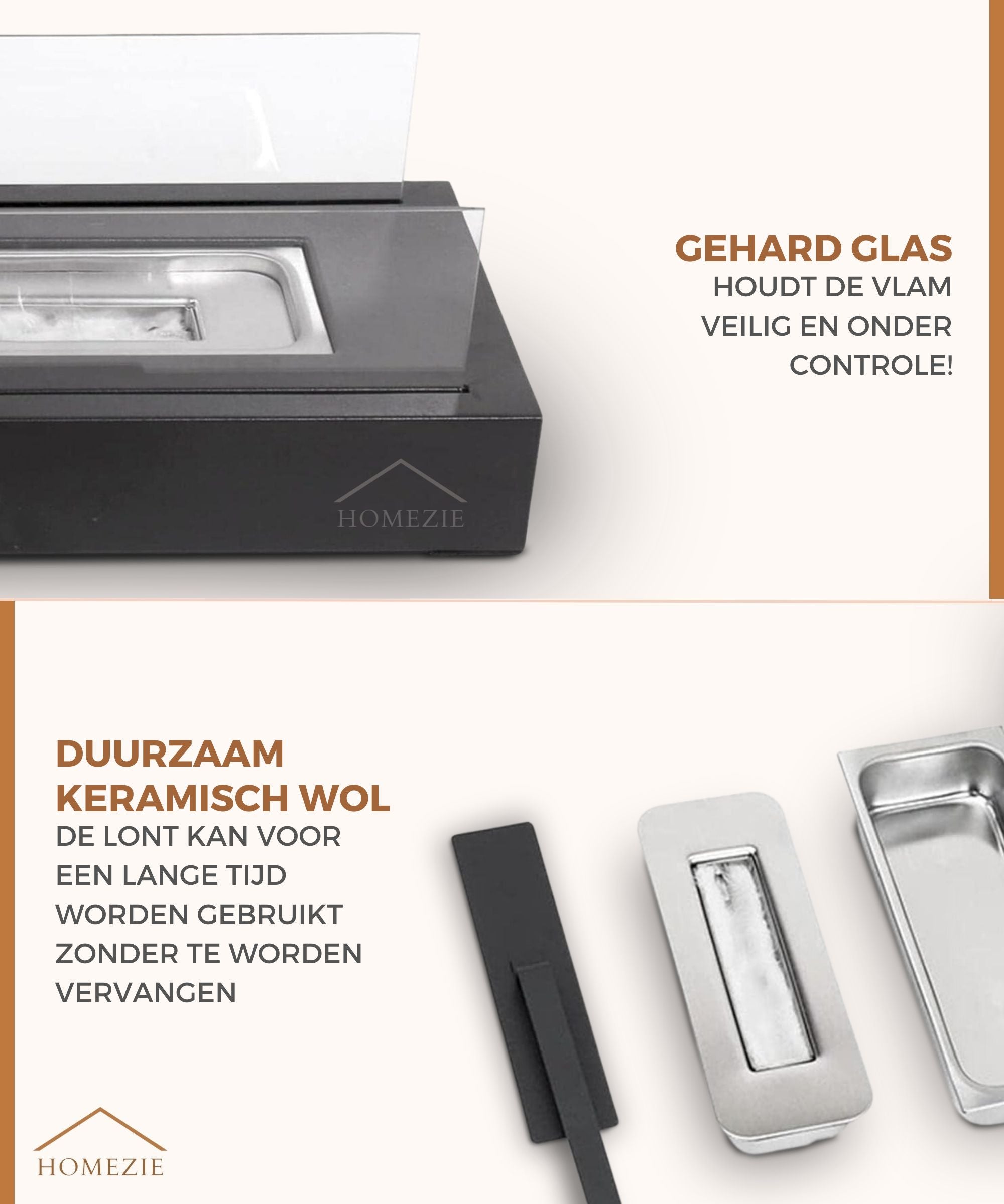 Homezie® Tafelhaard | Voor binnen & buiten | Sfeerhaard | Bio ethanol haard