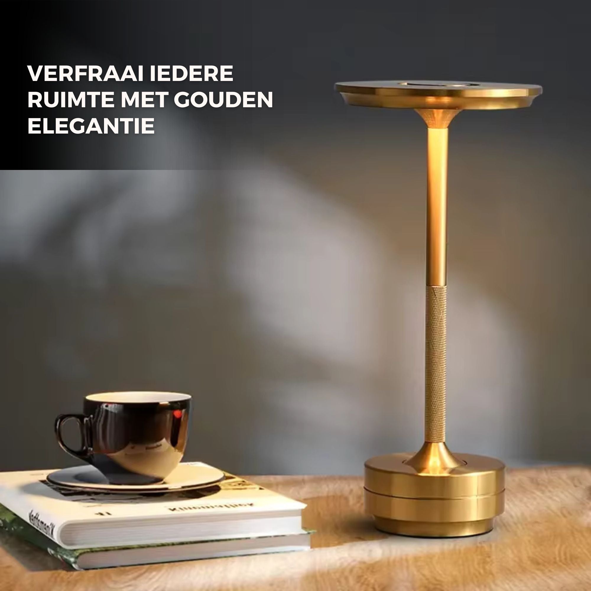 Homezie ElegantGlow | Tafellamp | Touch control | Verstelbare Helderheid | Oplaadbaar via USB-C