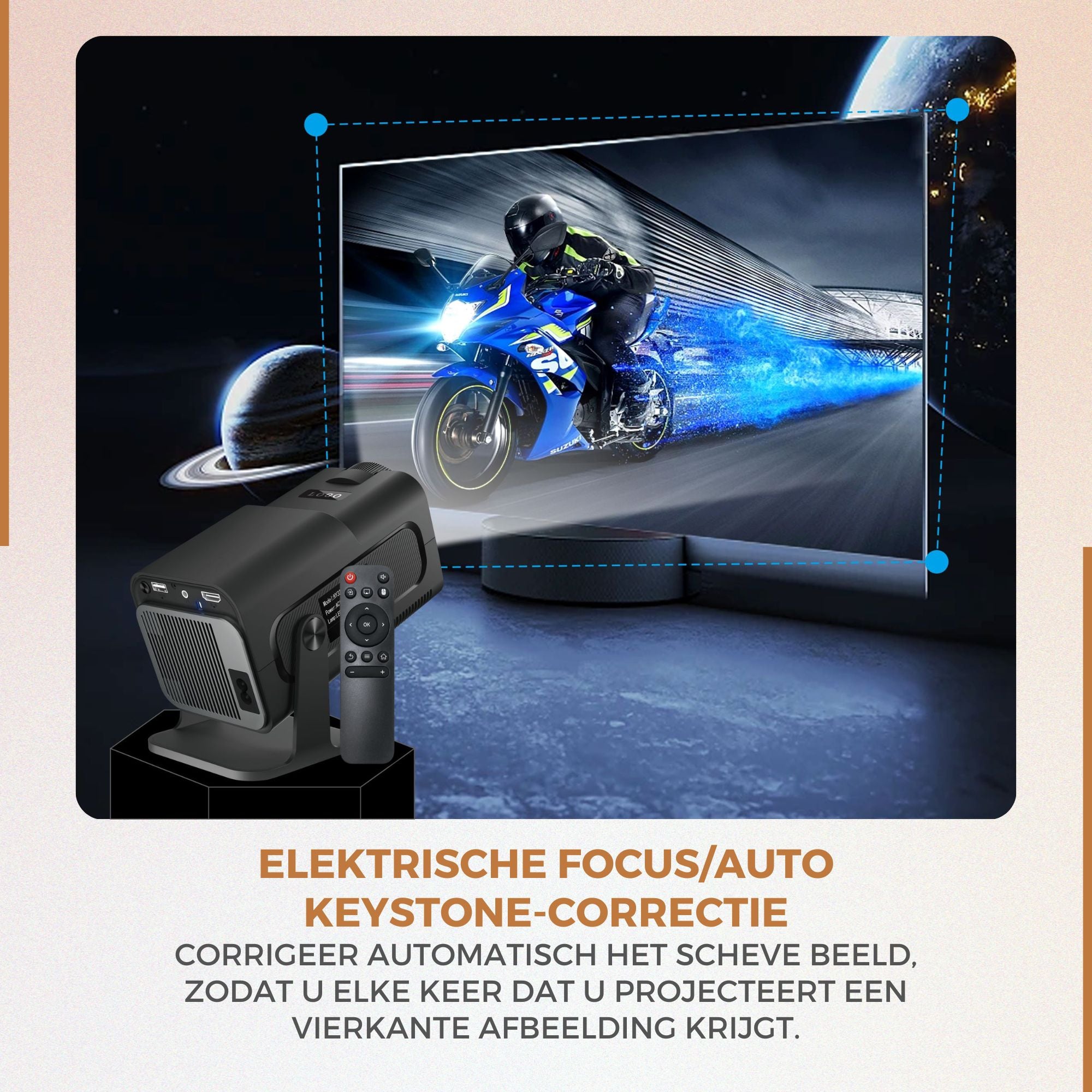 Homezie Beamer | 1080P | Inclusief HDMI kabel & Afstandsbediening | Scherm Spiegelen vanaf iPhone & Android | Keystone correctie | 4K support | Projector