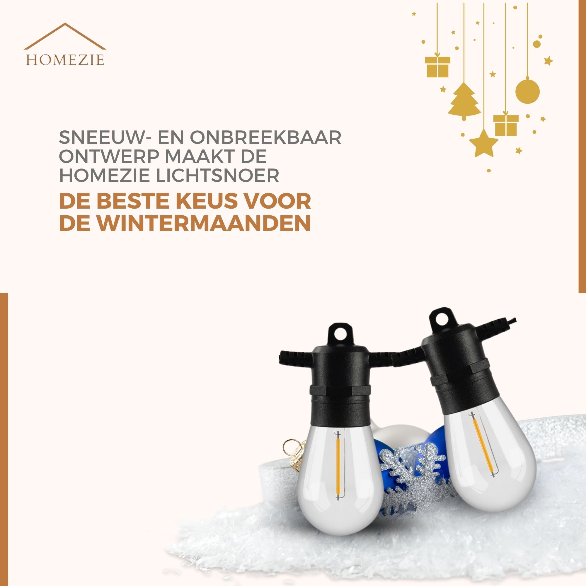 Homezie® Lichtsnoer | IP65 Waterdicht | Kunststof S14 LED lampen | Warm wit | Koppelbaar & Dimbaar | Meerdere lengtes verkrijgbaar
