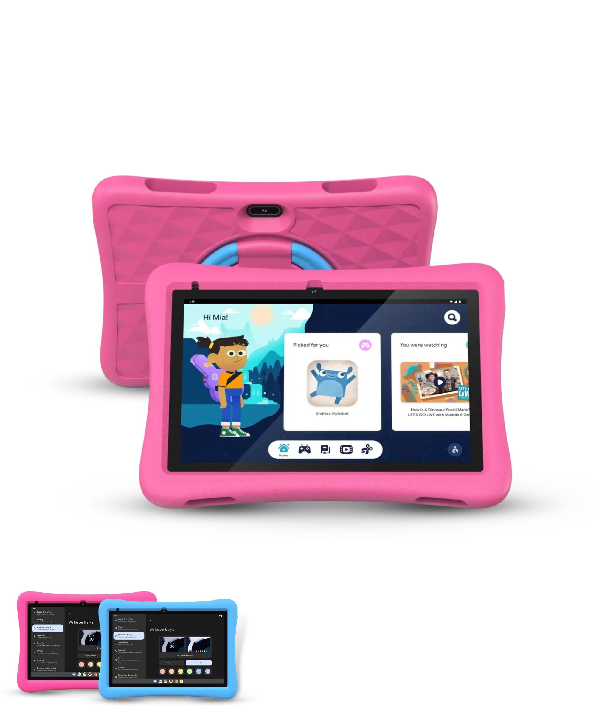 KidWorld® Kindertablet Roze & Blauw | EARLY SPRING SALE | 4GB RAM + 64GB Geheugen | 5000 MaH | 10 Inch Beeldscherm | Android 13 | Tablet Kinderen