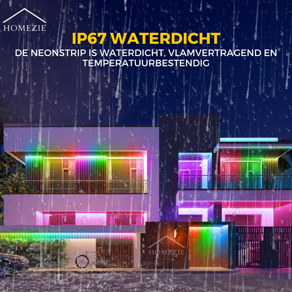 Homezie® LED Strip - Neon RGB - 3 meter - IP67 Waterproof - Bluetooth App control & Afstandsbediening