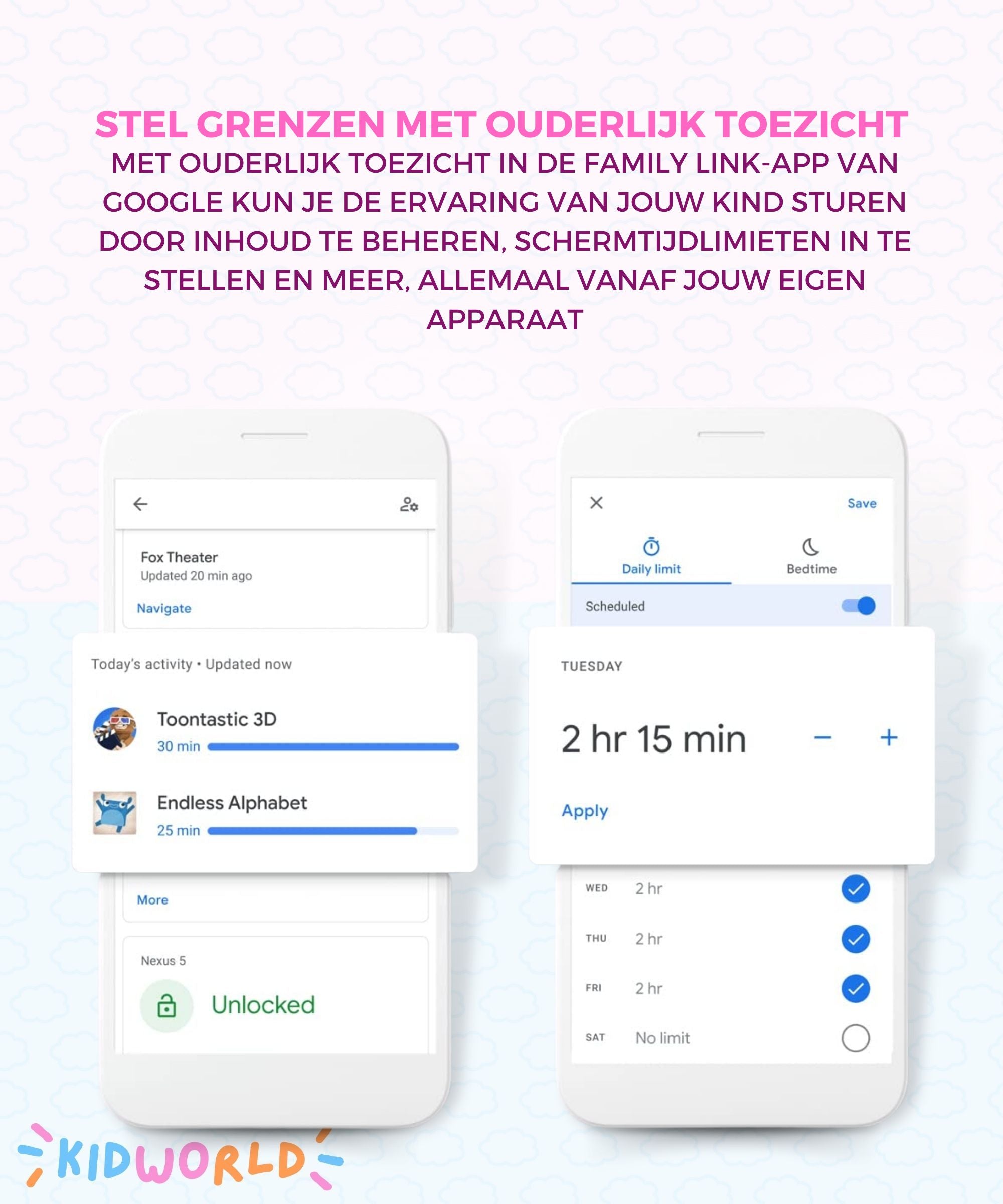 KidWorld® Kindertablet Roze & Blauw | EARLY SPRING SALE | 4GB RAM + 64GB Geheugen | 5000 MaH | 10 Inch Beeldscherm | Android 13 | Tablet Kinderen
