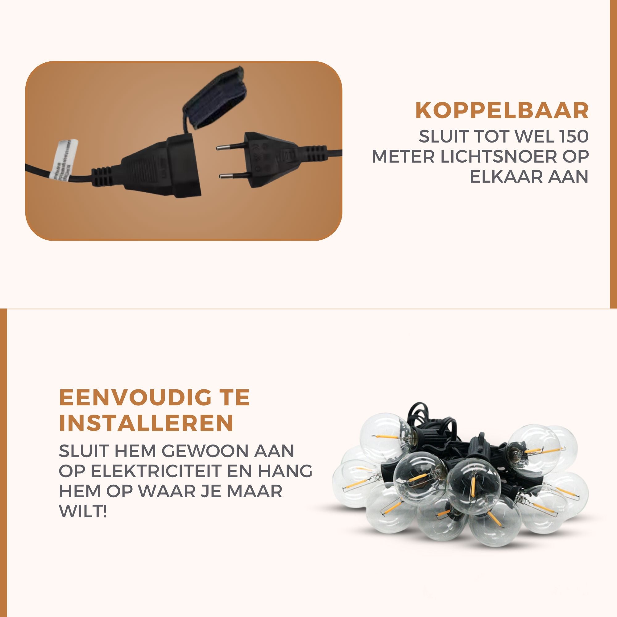 Homezie® Lichtsnoer | Dimbaar & Koppelbaar | Prikkabel Warm Wit | Meerdere lengtes verkrijgbaar