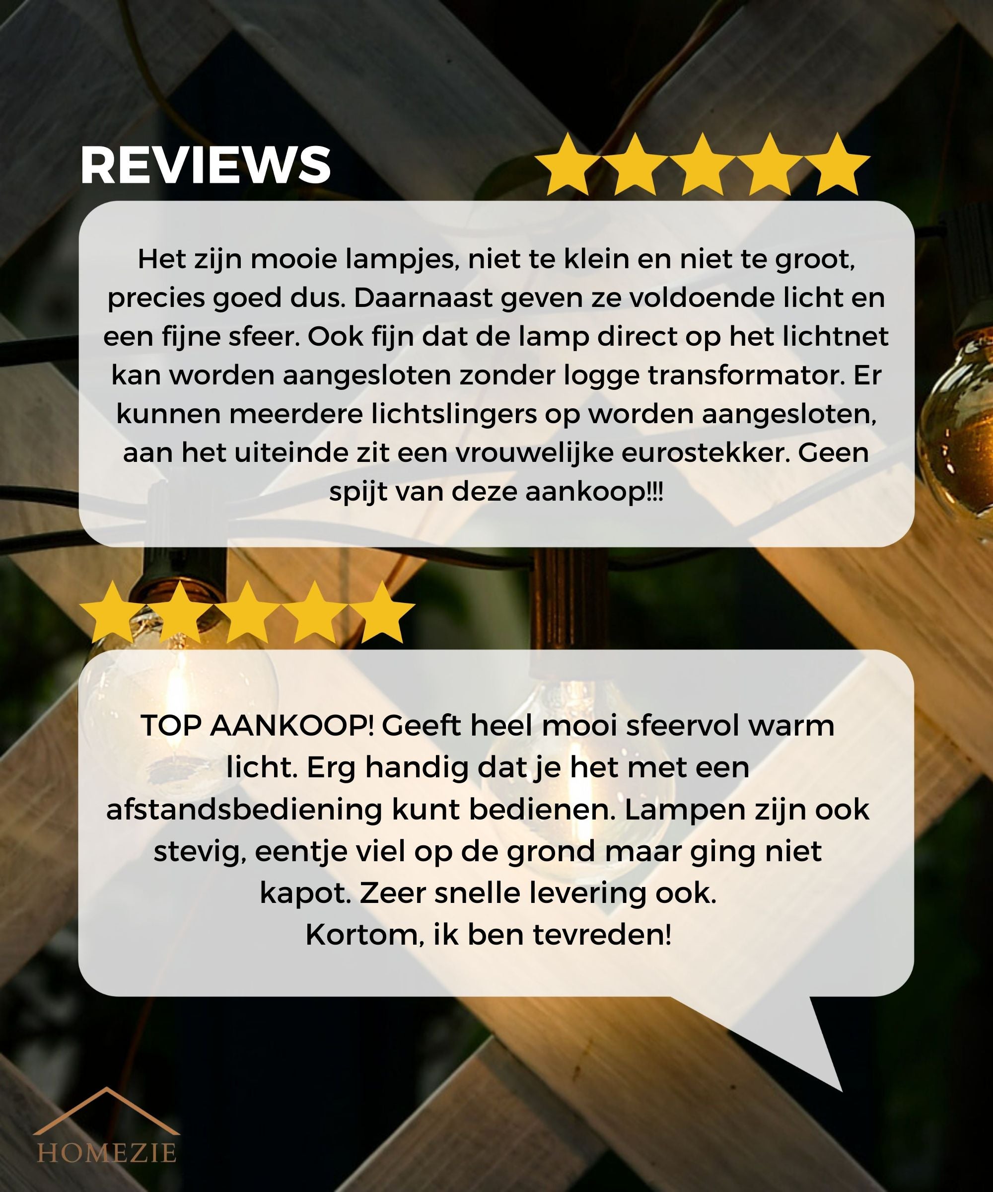 Homezie® Lichtsnoer op zonne-energie | Dimbaar | Met afstandsbediening | IP65 waterdicht | LED-lampen | Meerdere lengtes verkrijgbaar