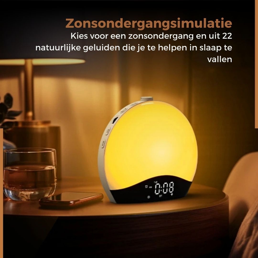 Homezie Wake up light | White noise machine | Slaaptrainer | Wekker