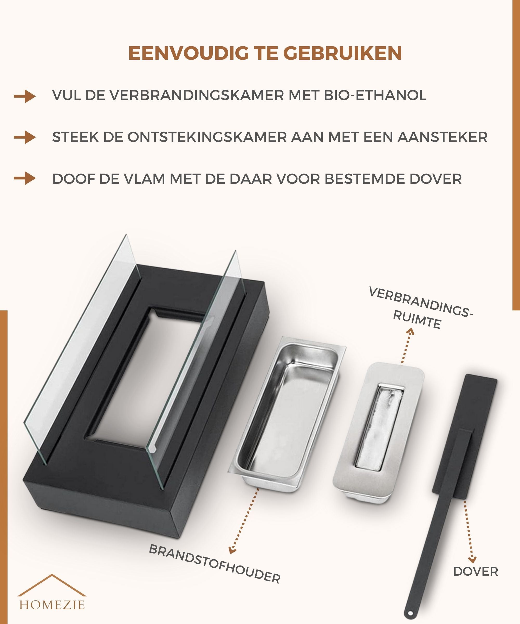 Homezie® Tafelhaard | Voor binnen & buiten | Sfeerhaard | Bio ethanol haard