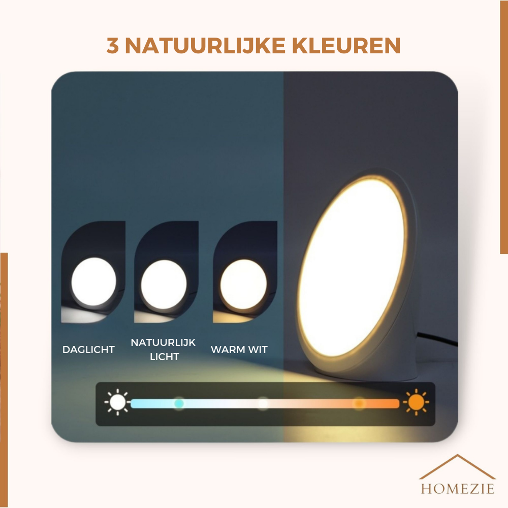 Homezie® Daglichtlamp | 10.000 lux | UV-vrij | Ingebouwde timers | 3000-6500K | Boost je energieniveau, focus & stemming!