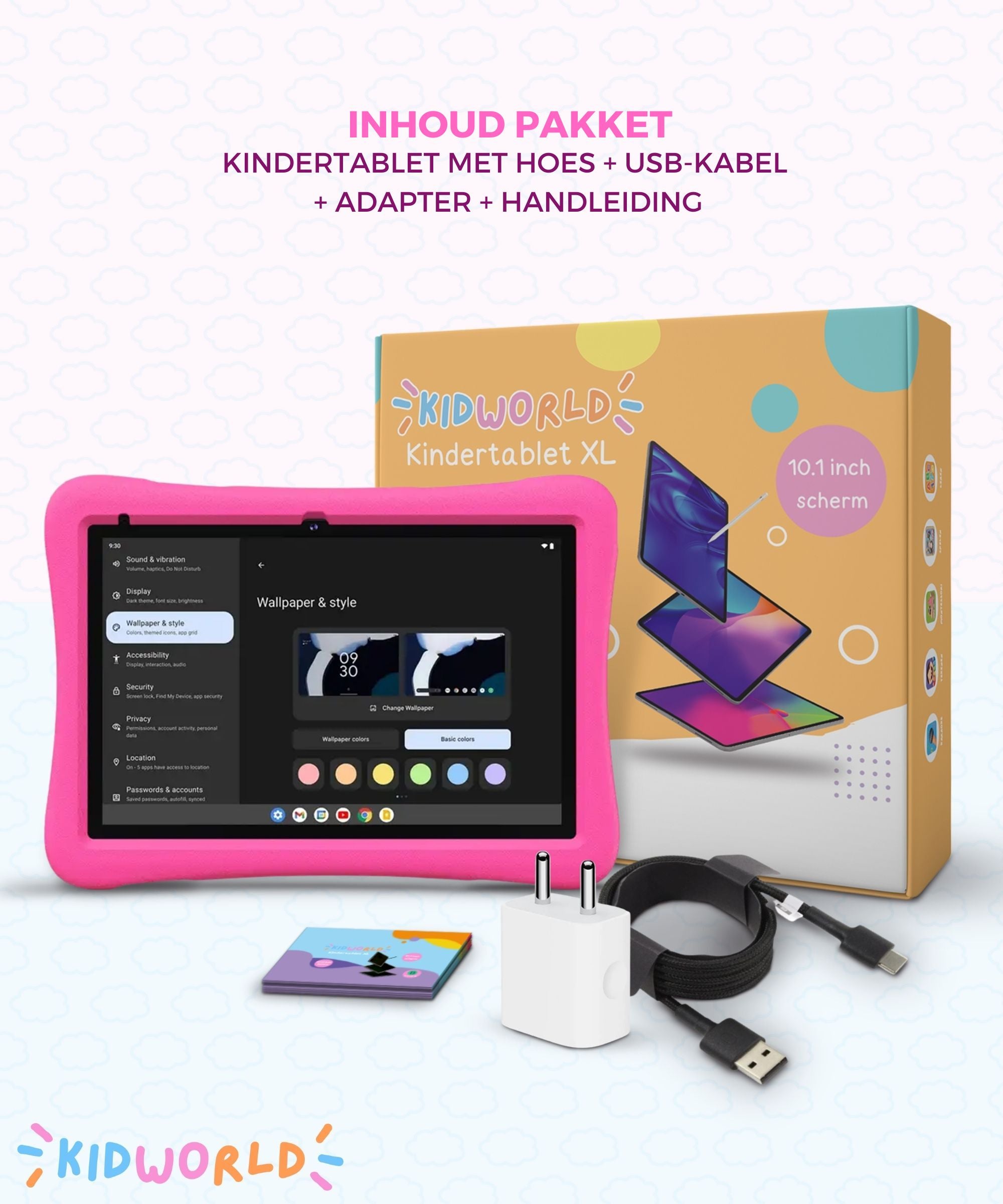 KidWorld® Kindertablet Roze & Blauw | EARLY SPRING SALE | 4GB RAM + 64GB Geheugen | 5000 MaH | 10 Inch Beeldscherm | Android 13 | Tablet Kinderen