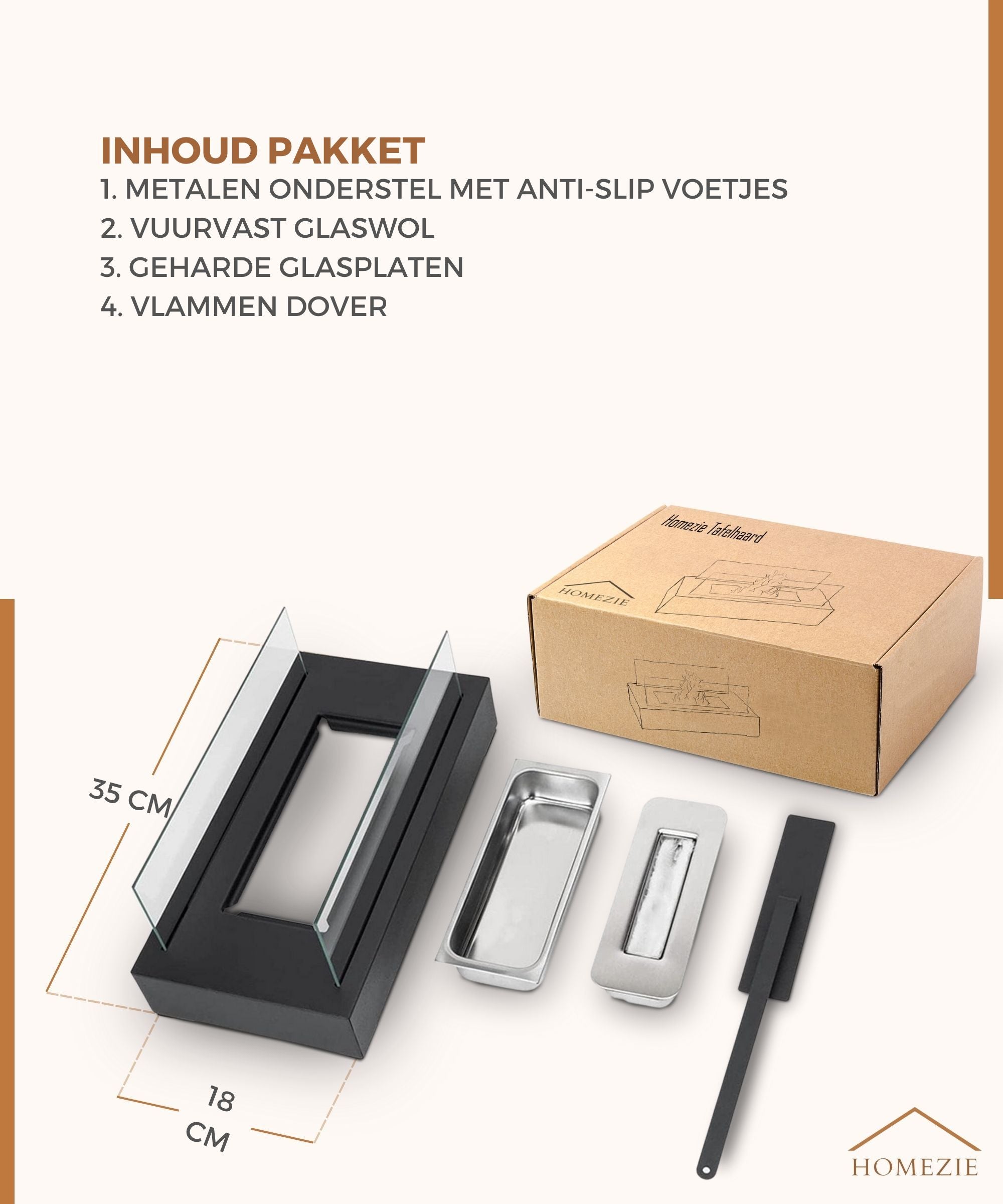 Homezie® Tafelhaard | Voor binnen & buiten | Sfeerhaard | Bio ethanol haard