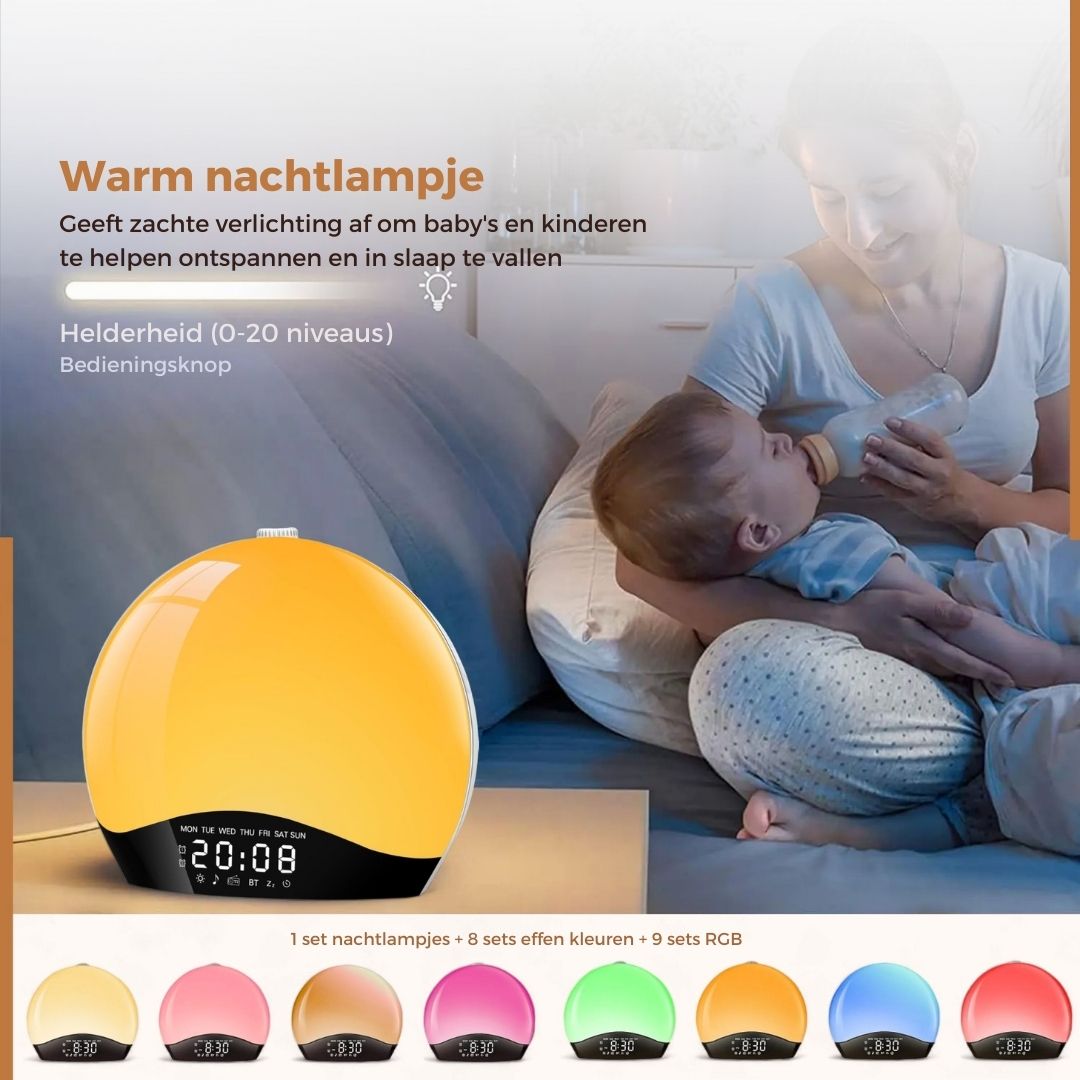 Homezie Wake up light | White noise machine | Slaaptrainer | Wekker