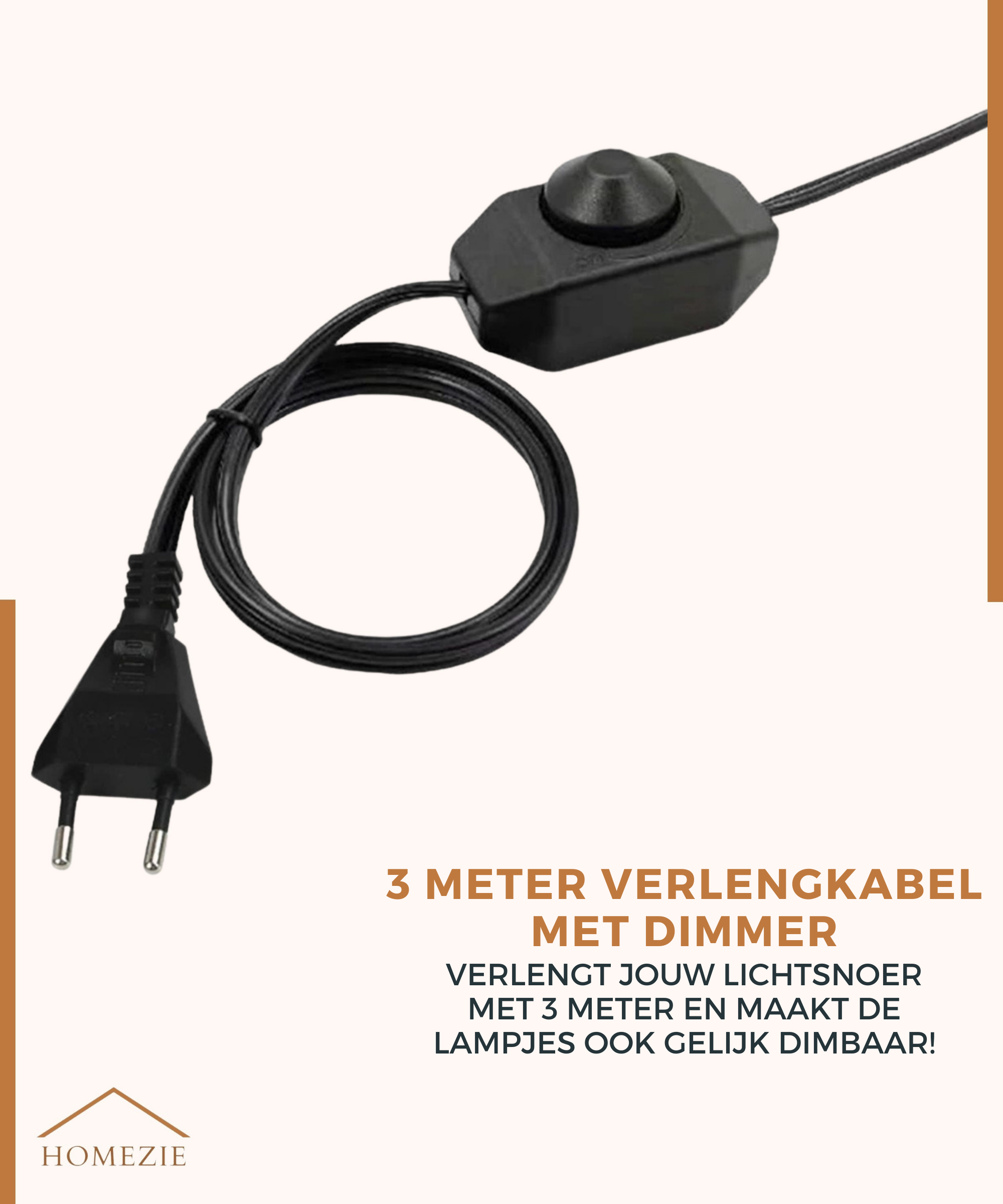 Homezie® Lichtsnoer 15 meter met 30 LED bulbs | Warm wit | Koppelbaar & Dimbaar