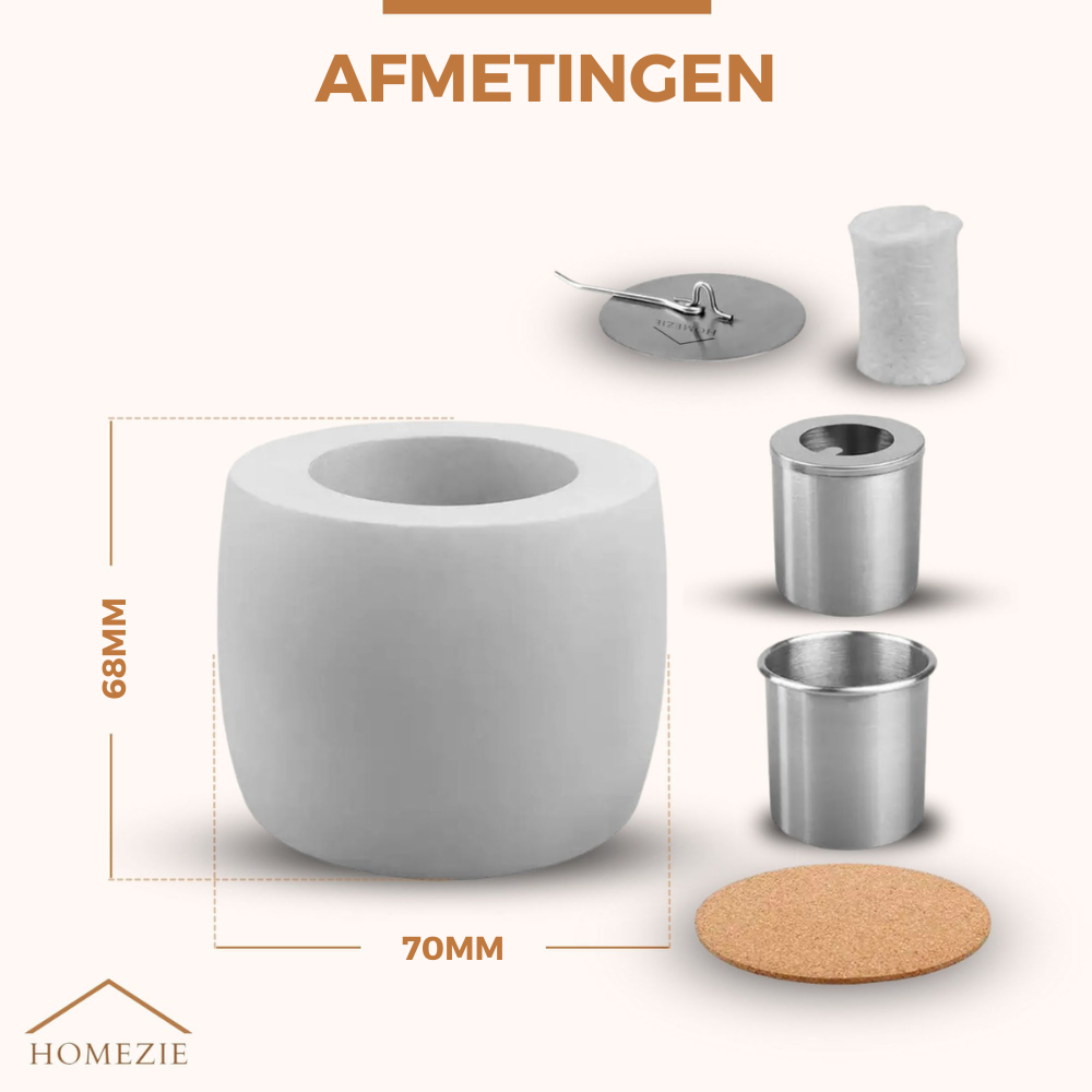Homezie® Tafelhaard | Voor binnen & buiten | Rond marble grijs | Sfeerhaard | Bio ethanol haard