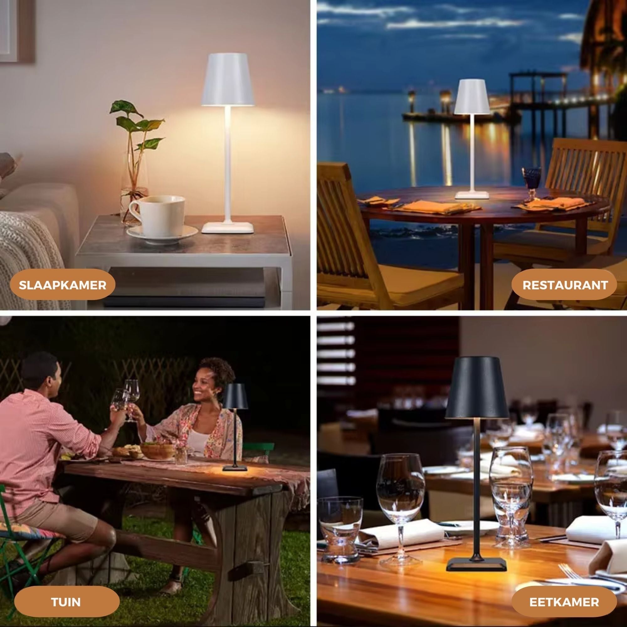 Homezie TouchLite | Draadloze Tafellamp | Verstelbare Helderheid | USB-C Oplaadbaar | Sfeerverlichting