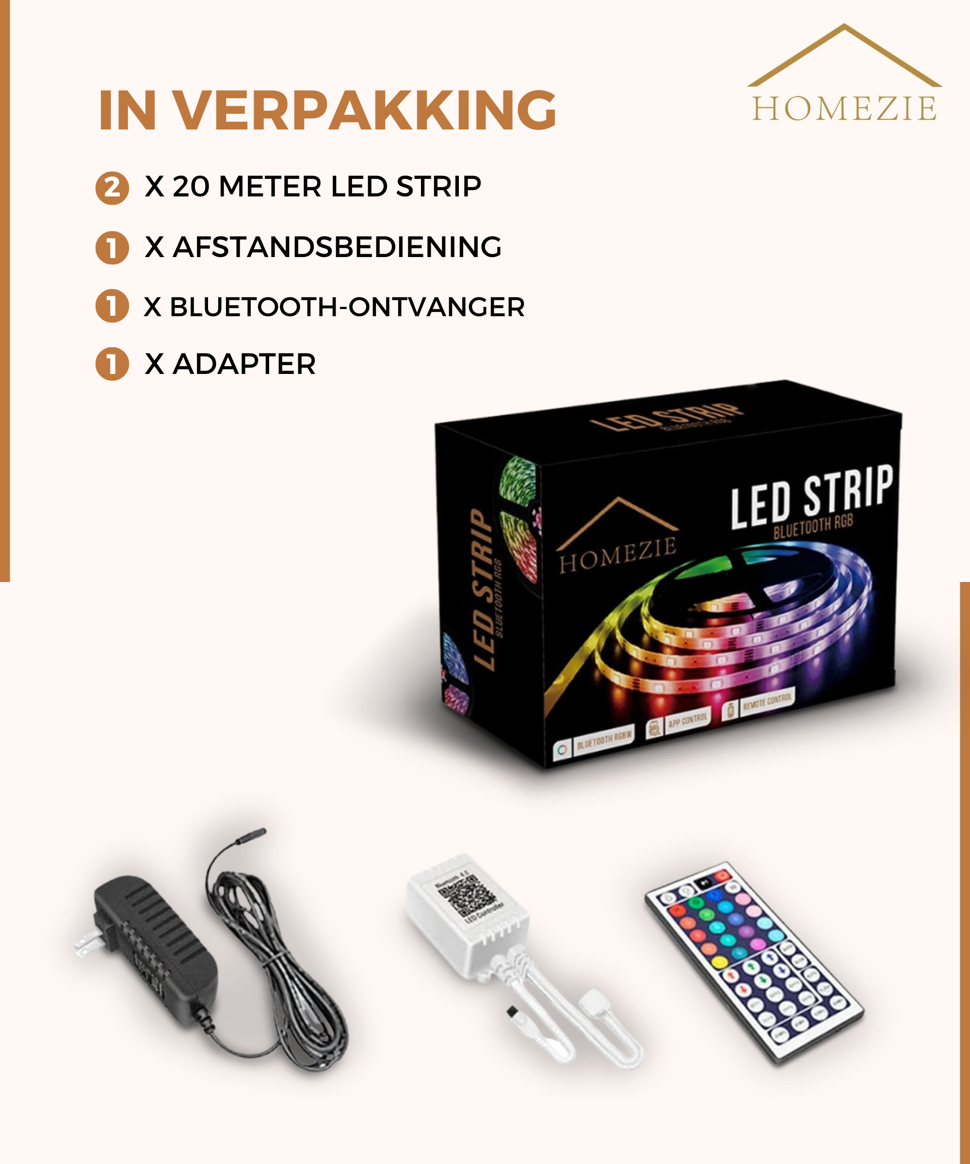 Homezie® Led strip | 40 meter | Met app en afstandsbediening | Led verlichting