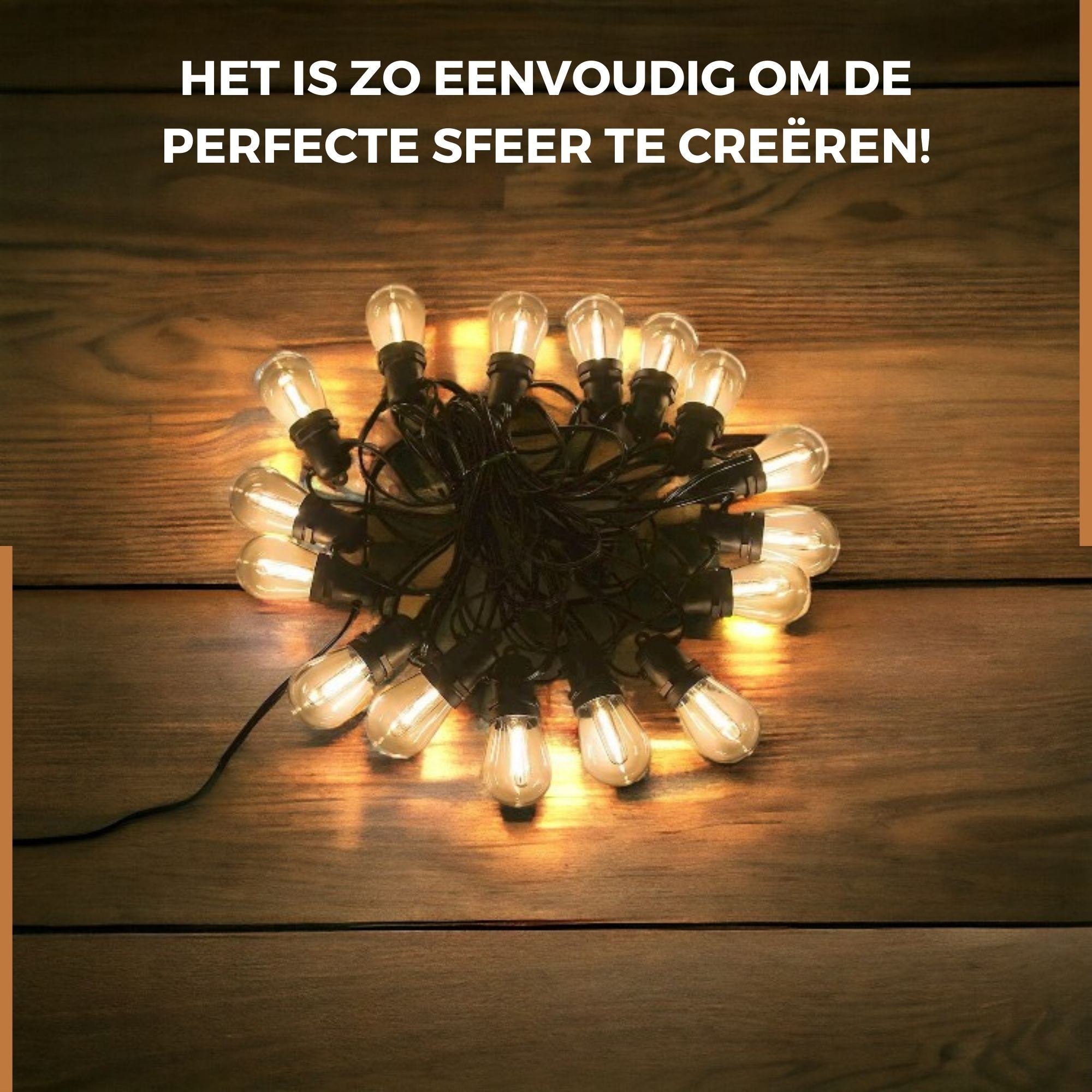 Homezie® Lichtsnoer | IP65 Waterdicht | Kunststof S14 LED lampen | Warm wit | Koppelbaar & Dimbaar | Meerdere lengtes verkrijgbaar