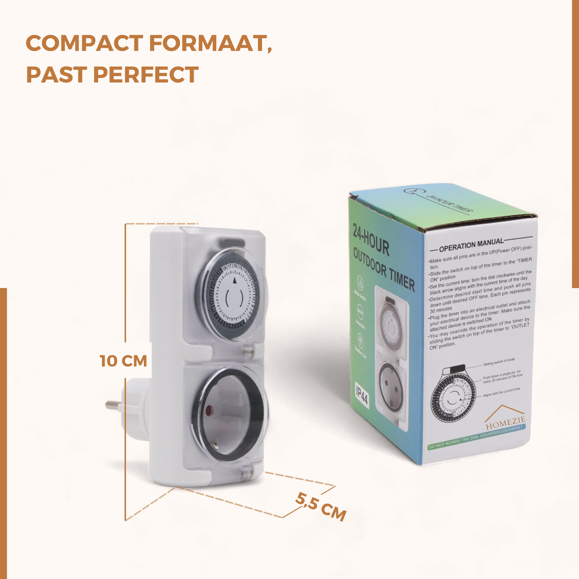 Homezie Tijdschakelaar | IP44 Waterdicht | Bespaar op je energierekening!