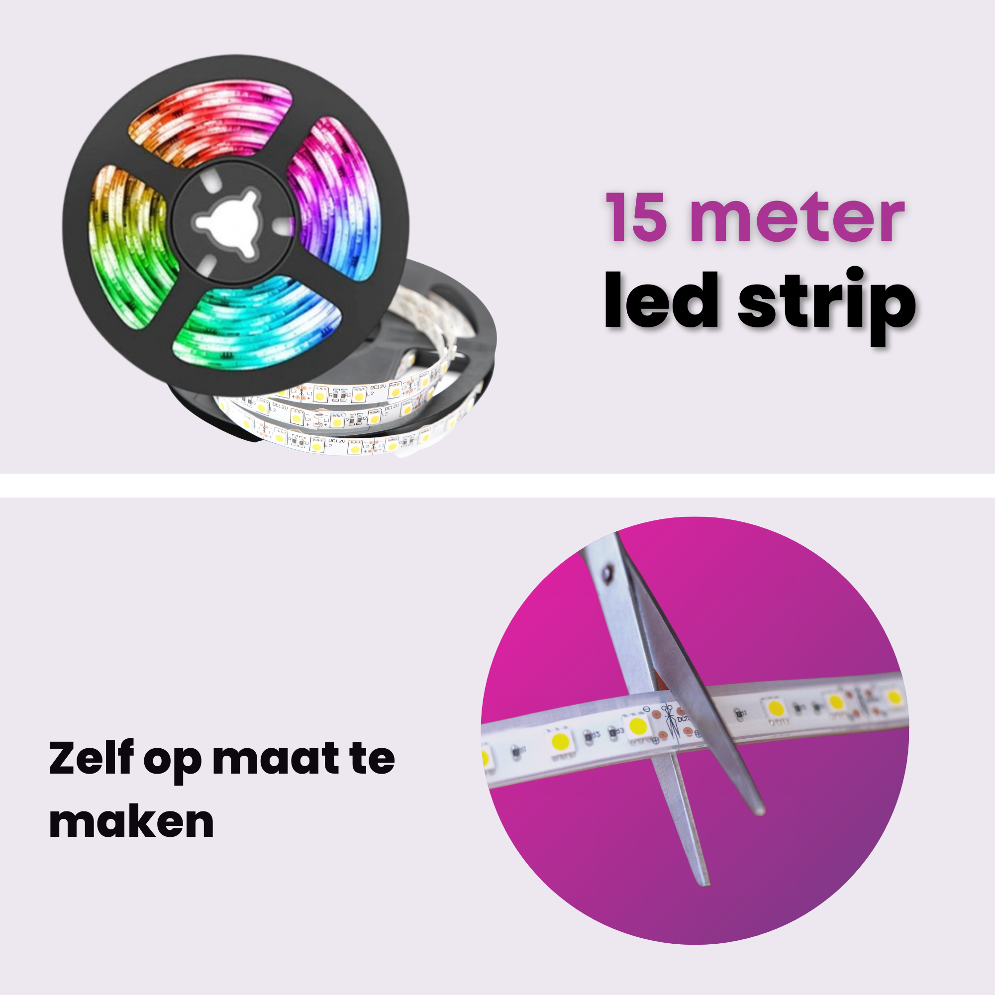 Homezie® Led strip | 15 meter | Met app en afstandsbediening | Led verlichting