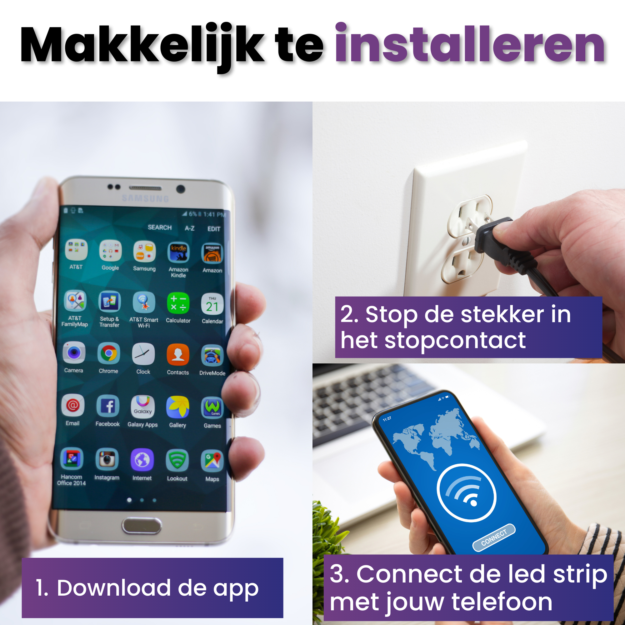 Homezie® Led strip | 30 meter | Met app en afstandsbediening | Led verlichting