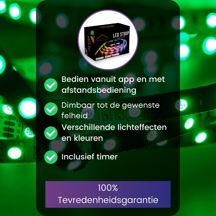 HomezieĀ® Led strip | 5 meter | Met app en afstandsbediening | Led verlichting