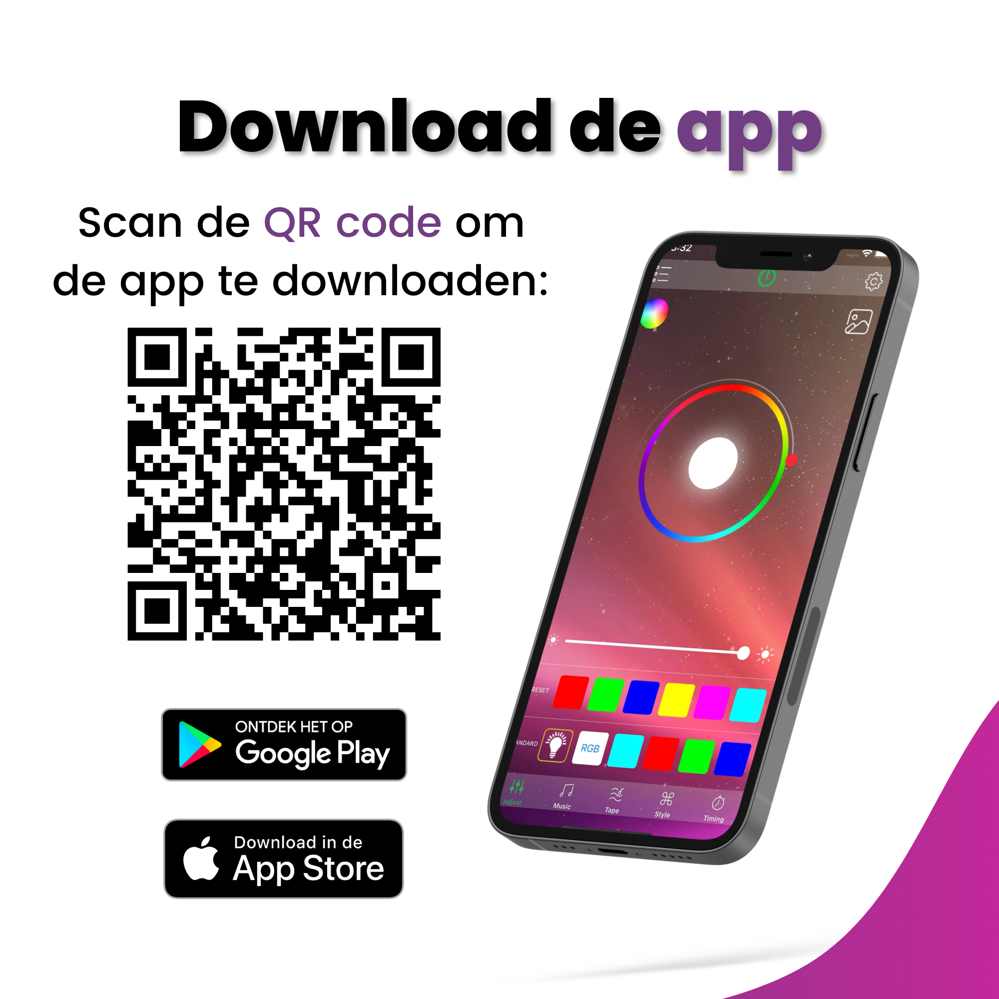 Homezie® Led strip | 15 meter | Met app en afstandsbediening | Led verlichting