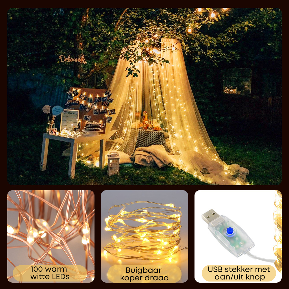 Homezie® Fairy Lights | 20 meter 200 Leds | Waterdicht | Kerstverlichting | Lichtsnoer | Buitenverlichting