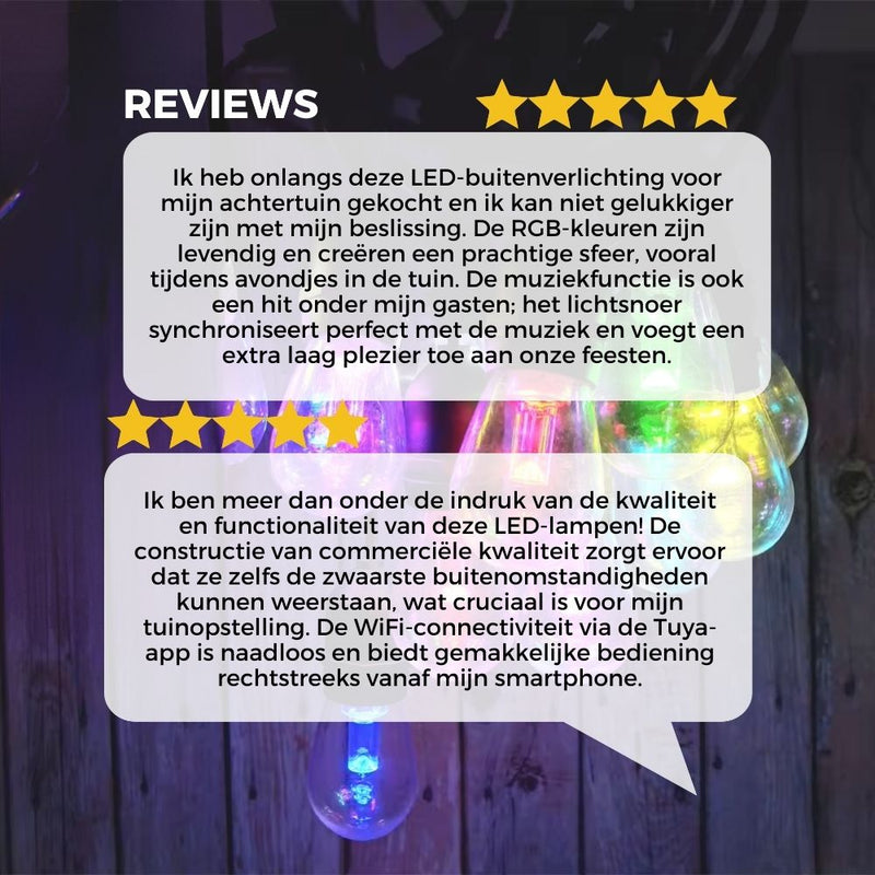 Homezie Smart Lichtsnoer | 10 meter | Te bedienen via app | IP65 Waterdicht | RGBW | Smart Verlichting | Kan synchroniseren met muziek