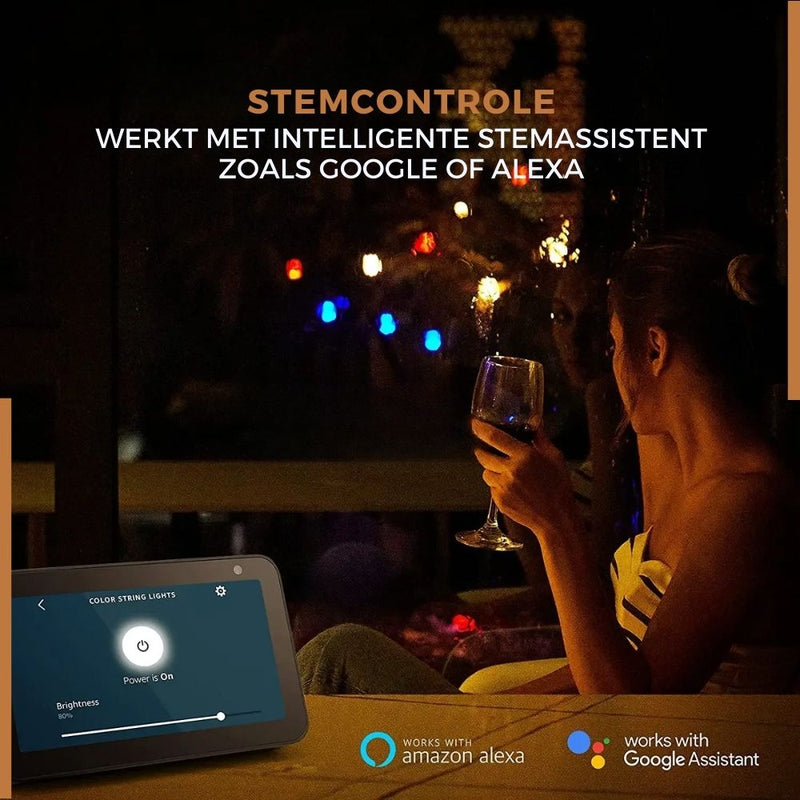 Homezie Smart Lichtsnoer | 10 meter | Te bedienen via app | IP65 Waterdicht | RGBW | Smart Verlichting | Kan synchroniseren met muziek