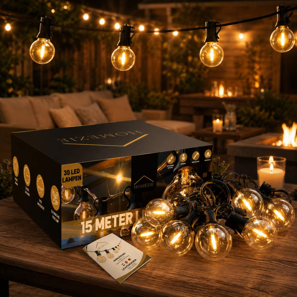 Homezie® Lichtsnoer | Dimbaar & Koppelbaar | IP44 Spatwaterdicht | Prikkabel Warm Wit | Verlichting | Meerdere lengtes verkrijgbaar