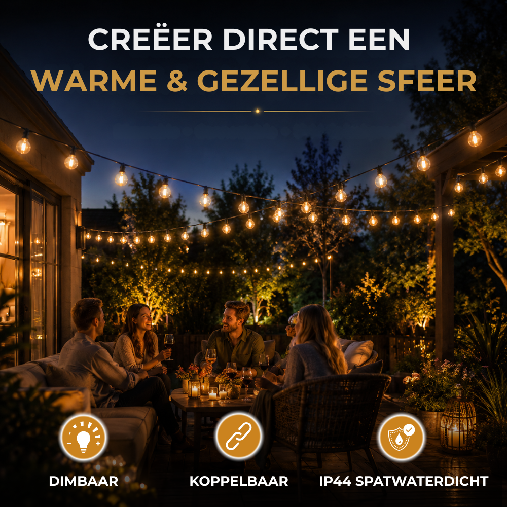 Homezie® Lichtsnoer | Dimbaar & Koppelbaar | IP44 Spatwaterdicht | Prikkabel Warm Wit | Verlichting | Meerdere lengtes verkrijgbaar